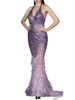 Impero Couture abito cerimonia con applicazioni gioiello lavanda