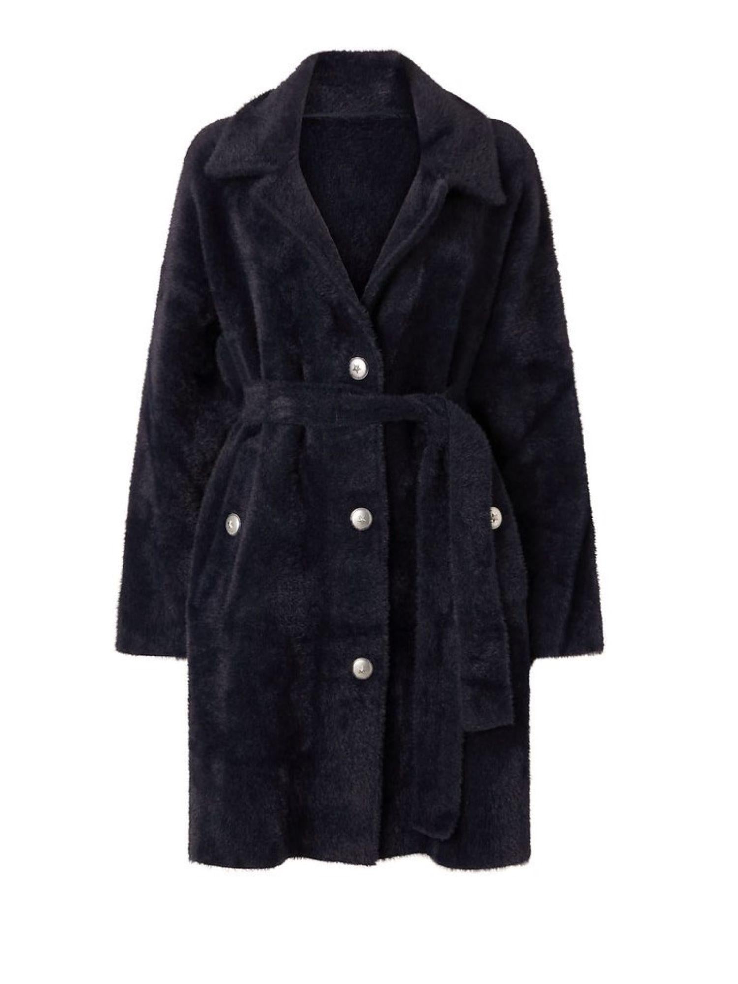 Pinko pelliccia ecologica lunga Zante  con cintura nero 105415-A0DI Z99 PINKO 