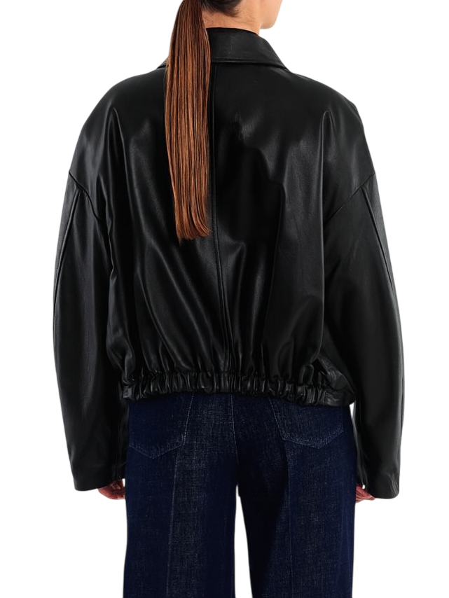 Vicolo giacca in pelle con tasconi nero TF0272 NERO VICOLO 