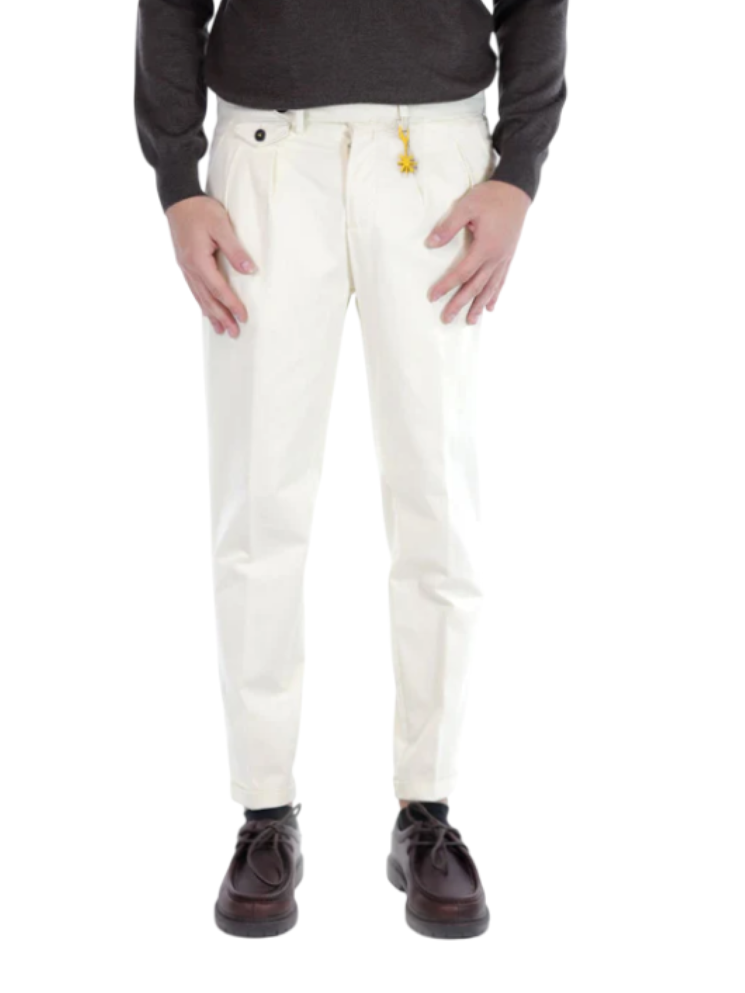 Manuel Ritz pantaloni millerighe con pinces panna 3732P1668TC-243825 03 MANUEL RITZ 