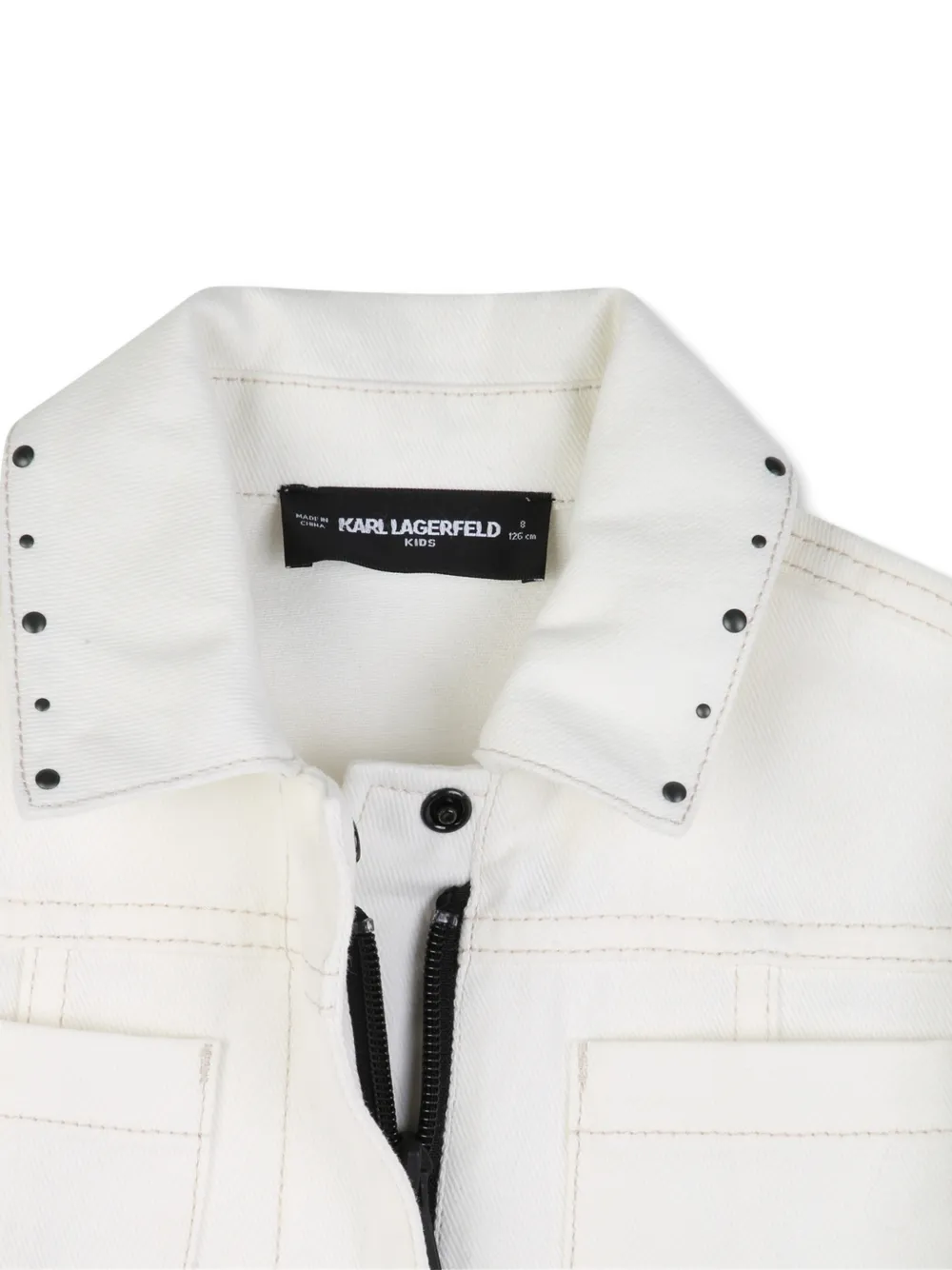 Karl Lagerfeld giubbino bambina in denim con strass panna Z31133 ECRU KARL LAGERFELD KIDS 
