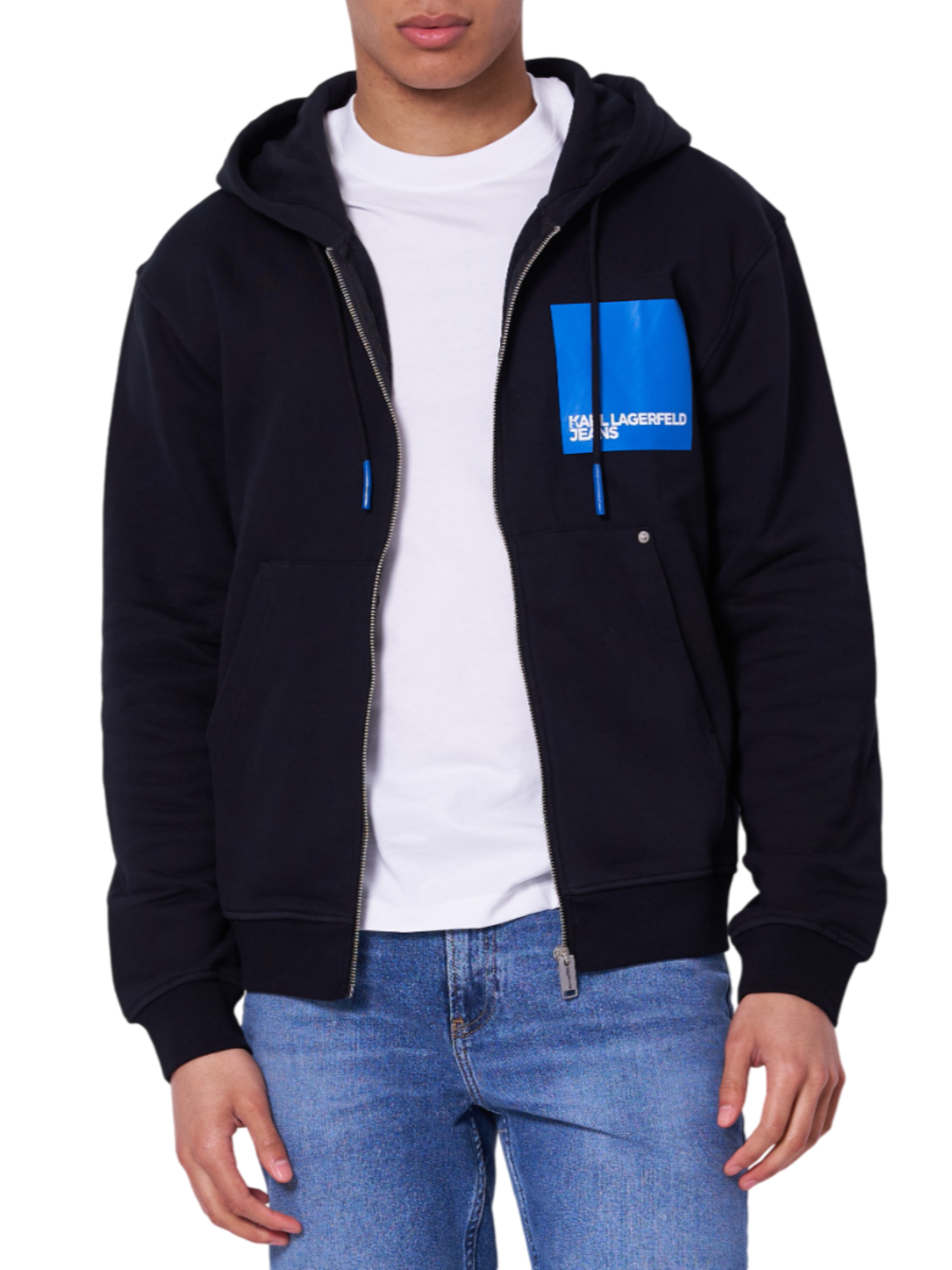 Karl Lagerfeld Jeans felpa con zip e cappuccio patch logo nero 235D1803 J101 KARL LAGERFELD 