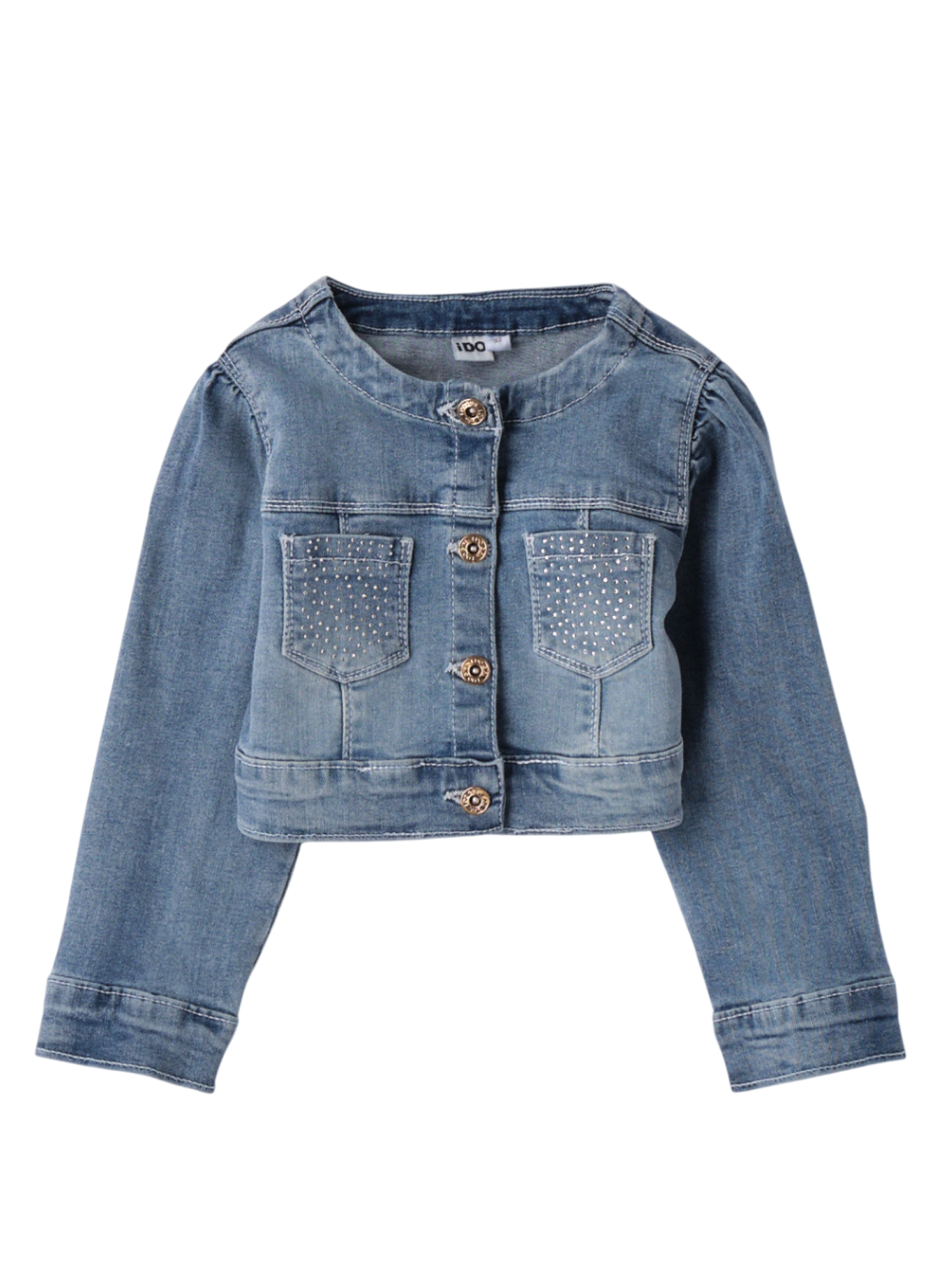 iDo giubbino in denim con strass e cut out lavaggio blu 4B390 7310 iDO 