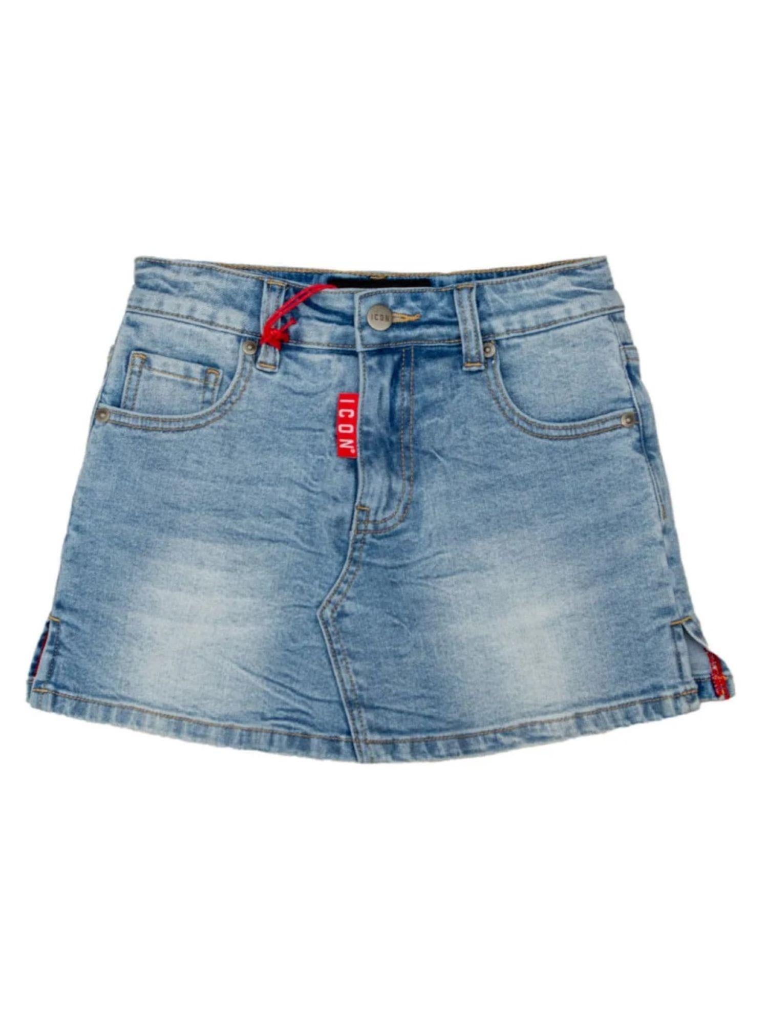 Icon gonna pantalone corta in denim lavaggio blu IGDS00586 7007 ICON 