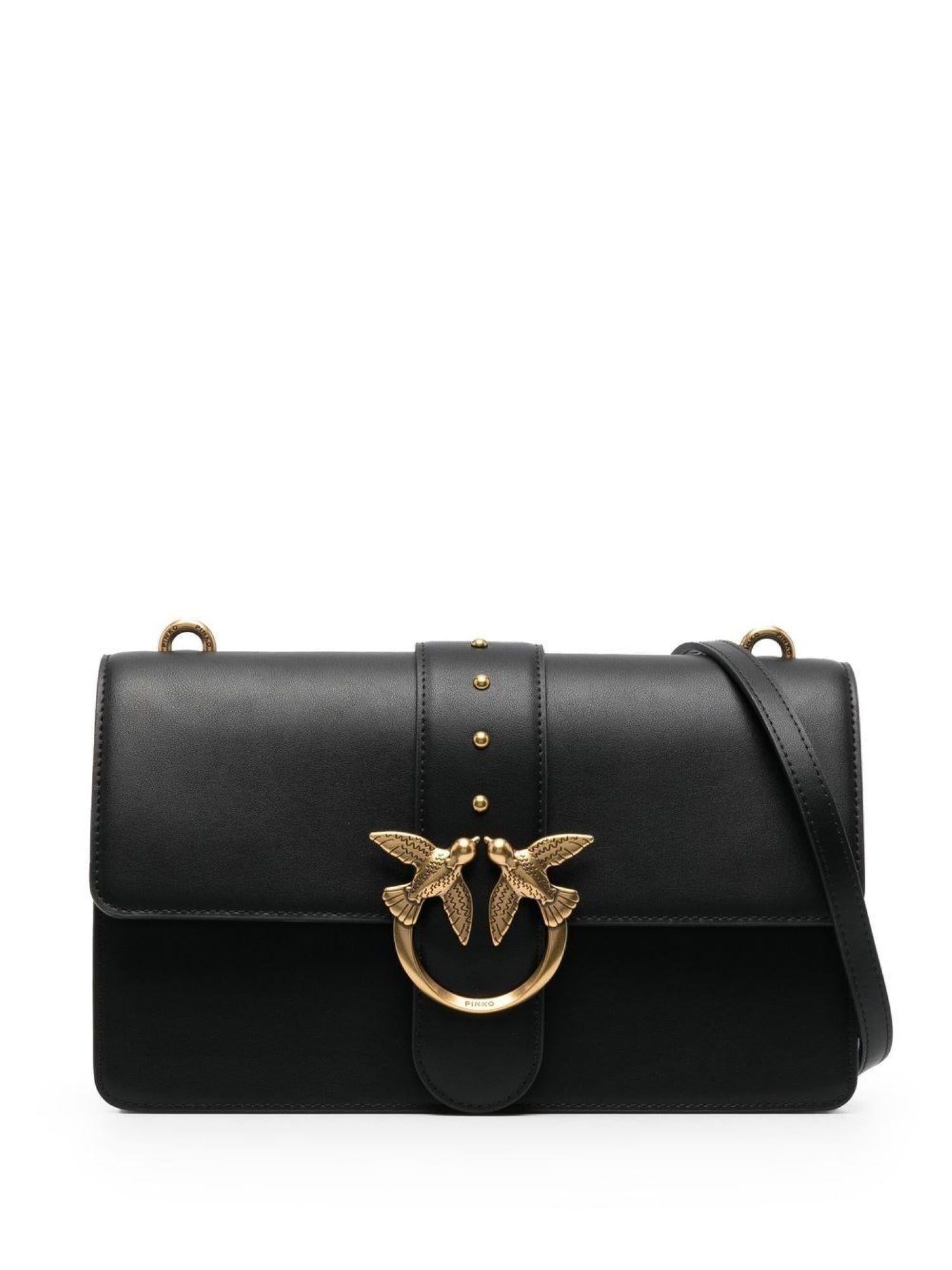 Pinko borsa Love Bag One Classic in pelle color nero oro 100053-A0F1 Z99Q PINKO 