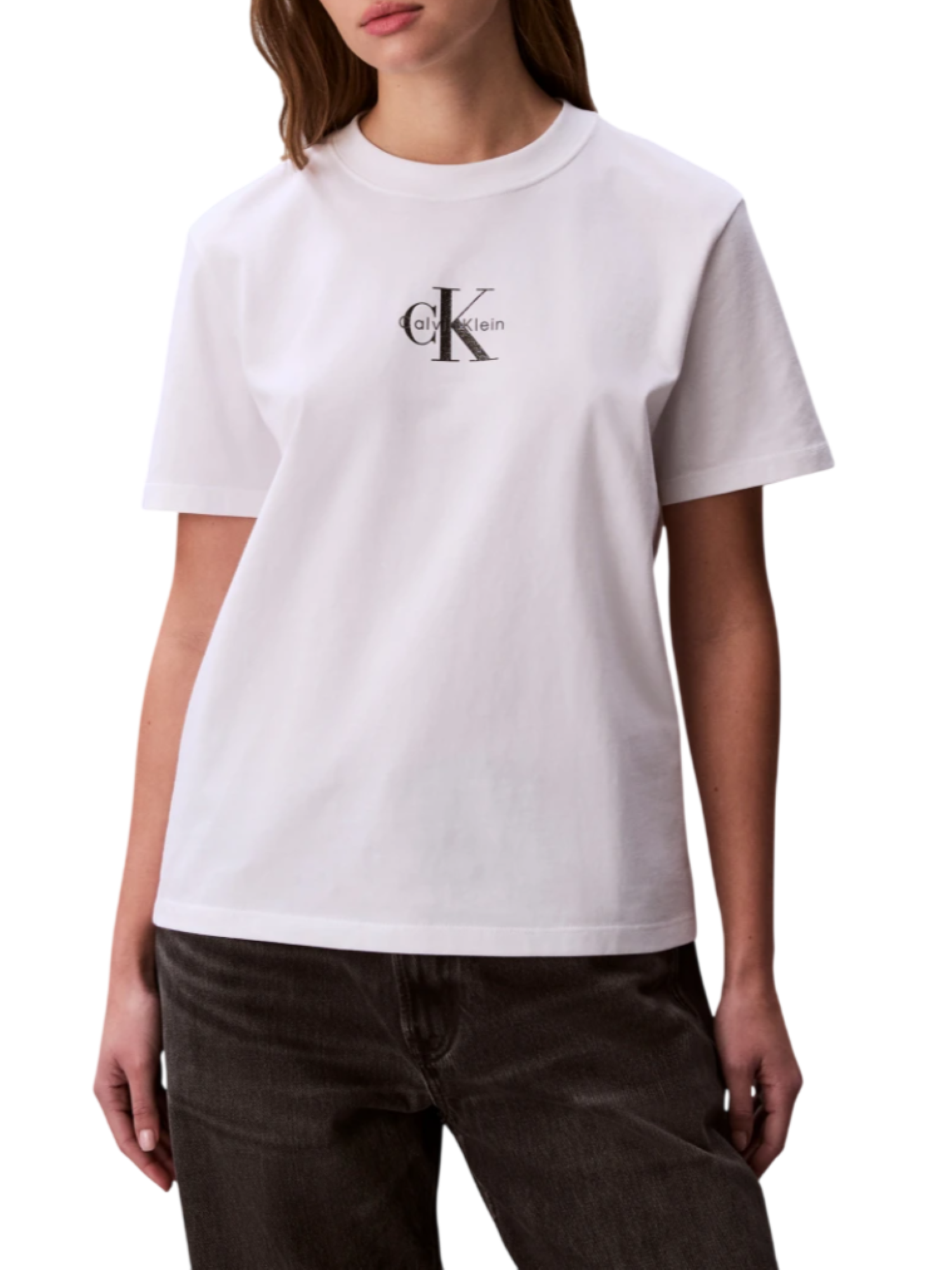 Calvin Klein Jeans T-shirt donna in jersey con logo bianco LV047C856G YAF Calvin Klein Jeans 
