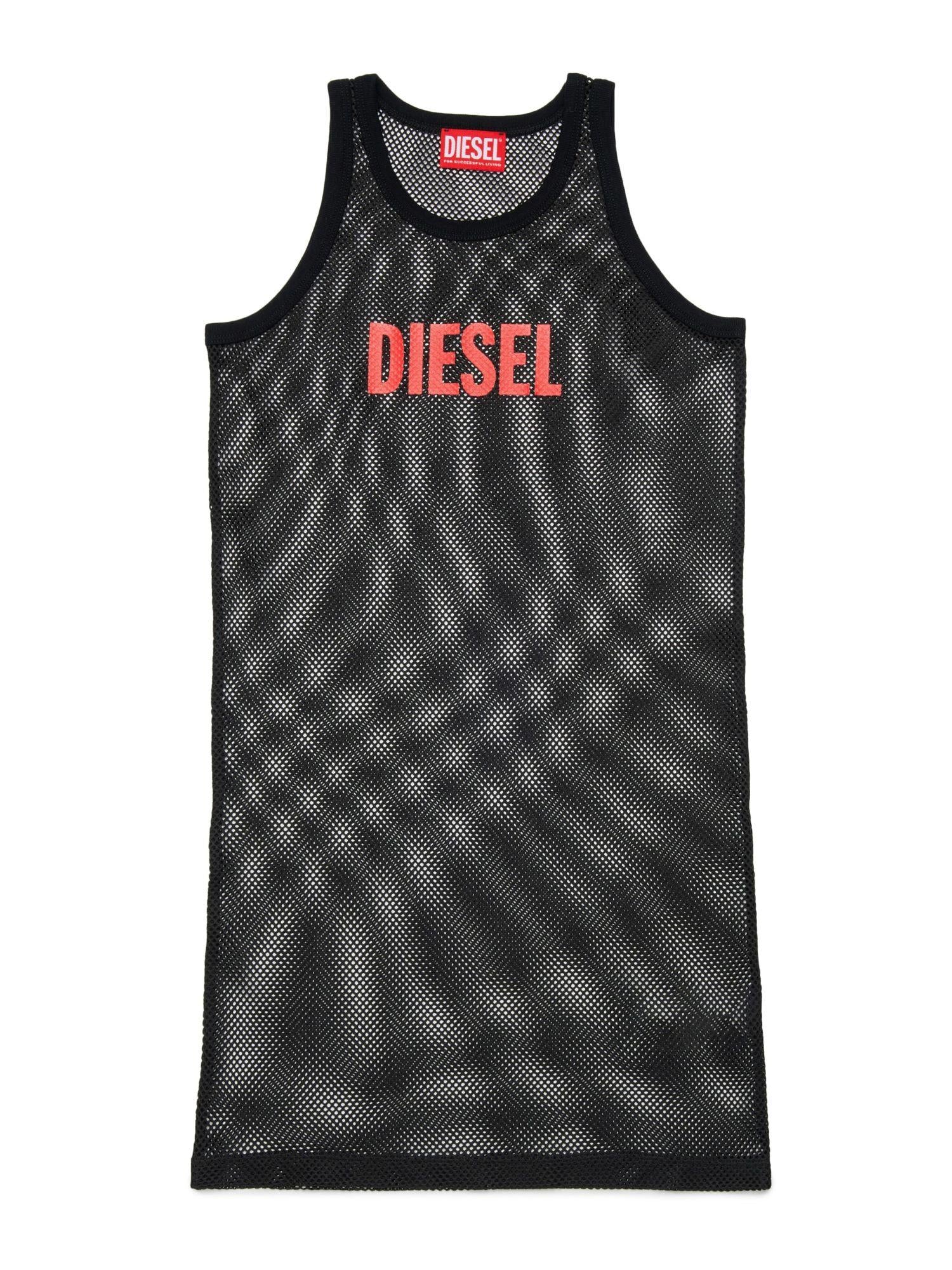 Diesel canotta bambina a rete con logo nero J02735-KYA1D K900 DIESEL 