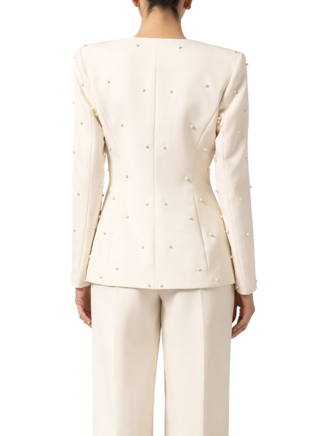 Silence giacca donna con perline panna GI515354APP OFF WHITE SILENCE 