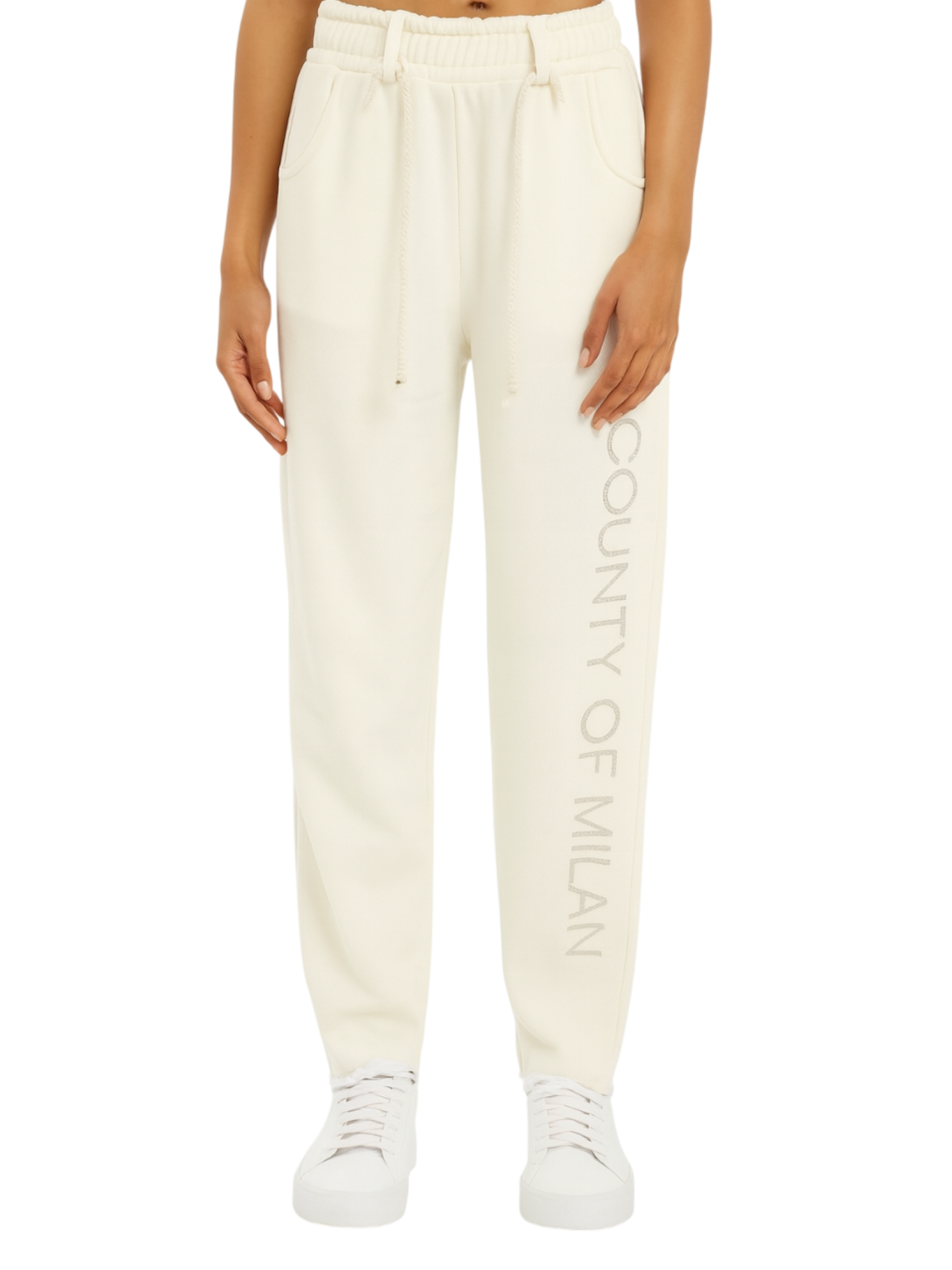 County of Milan pantaloni gamba larga in felpa panna CM30025 LATTE COUNTY OF MILAN 