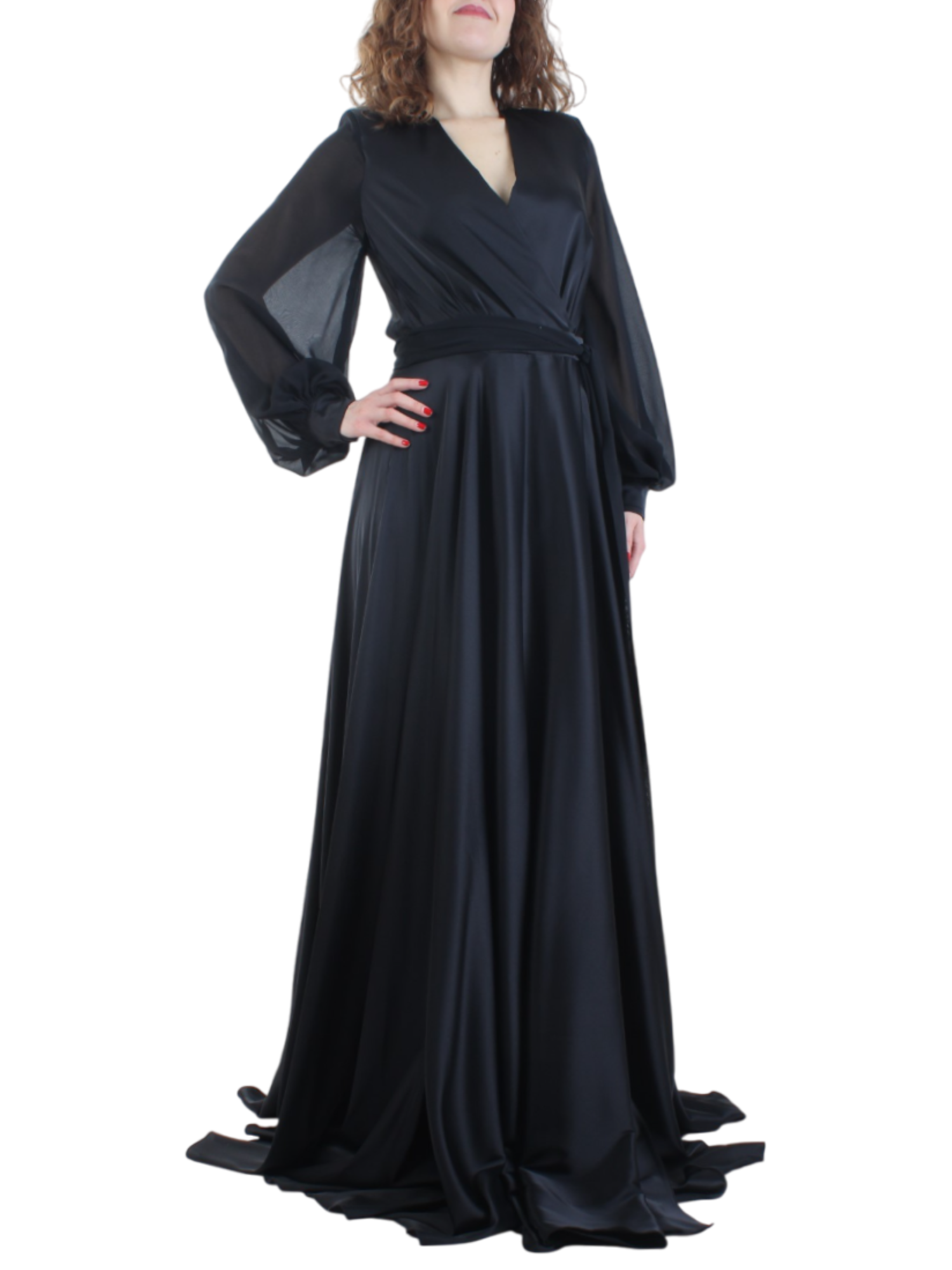 Atelier Legora abito da cerimonia satin con gonna ampia nero AT171-7 NERO A.LEGORA 