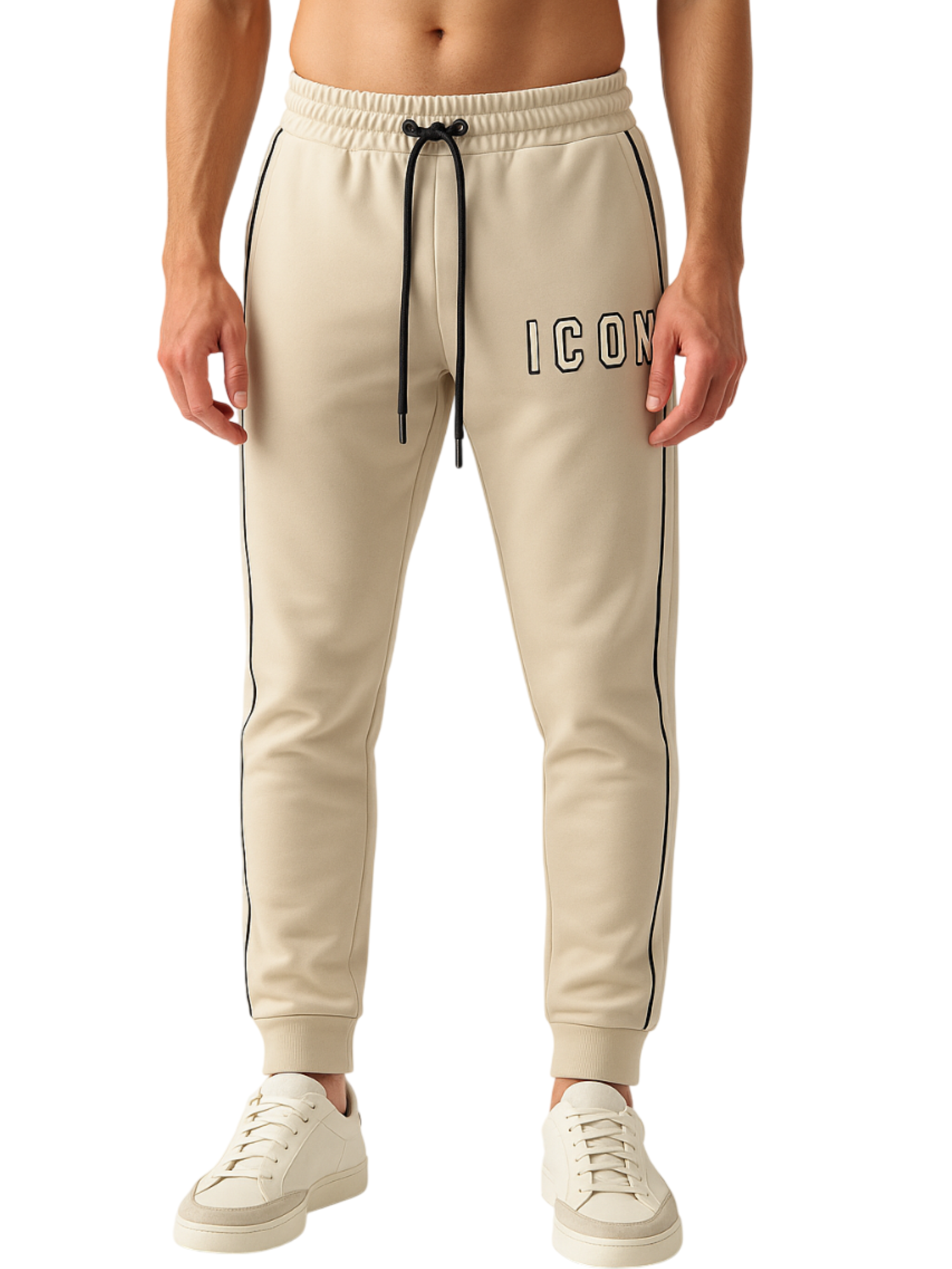 Icon pantaloni joggers uomo con logo beige ICUF2W6P013 AVORIO ICON 