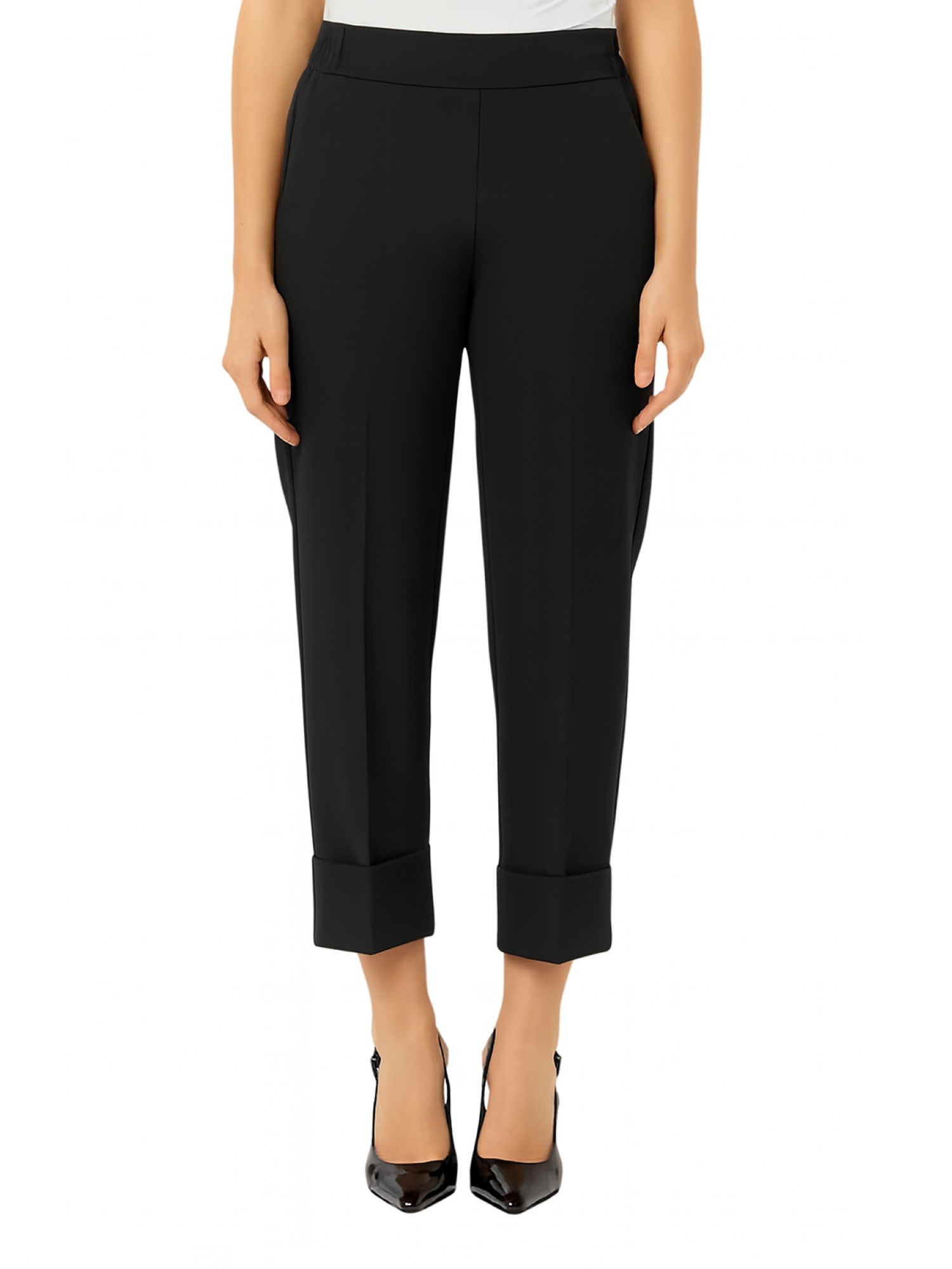 Sandro Ferrone pantaloni Furfantello con risvolto nero S39YBFFURFANTELLOTEC NERO Sandro FERRONE 