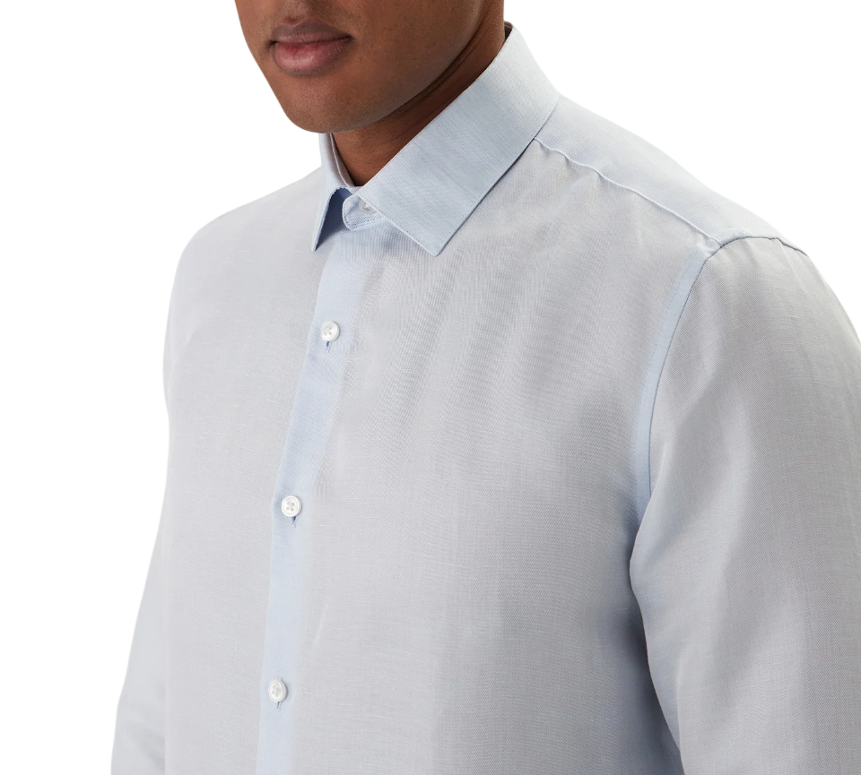 Calvin Klein camicia uomo misto lino slim fit celeste LV019EU121 7KU Calvin Klein 