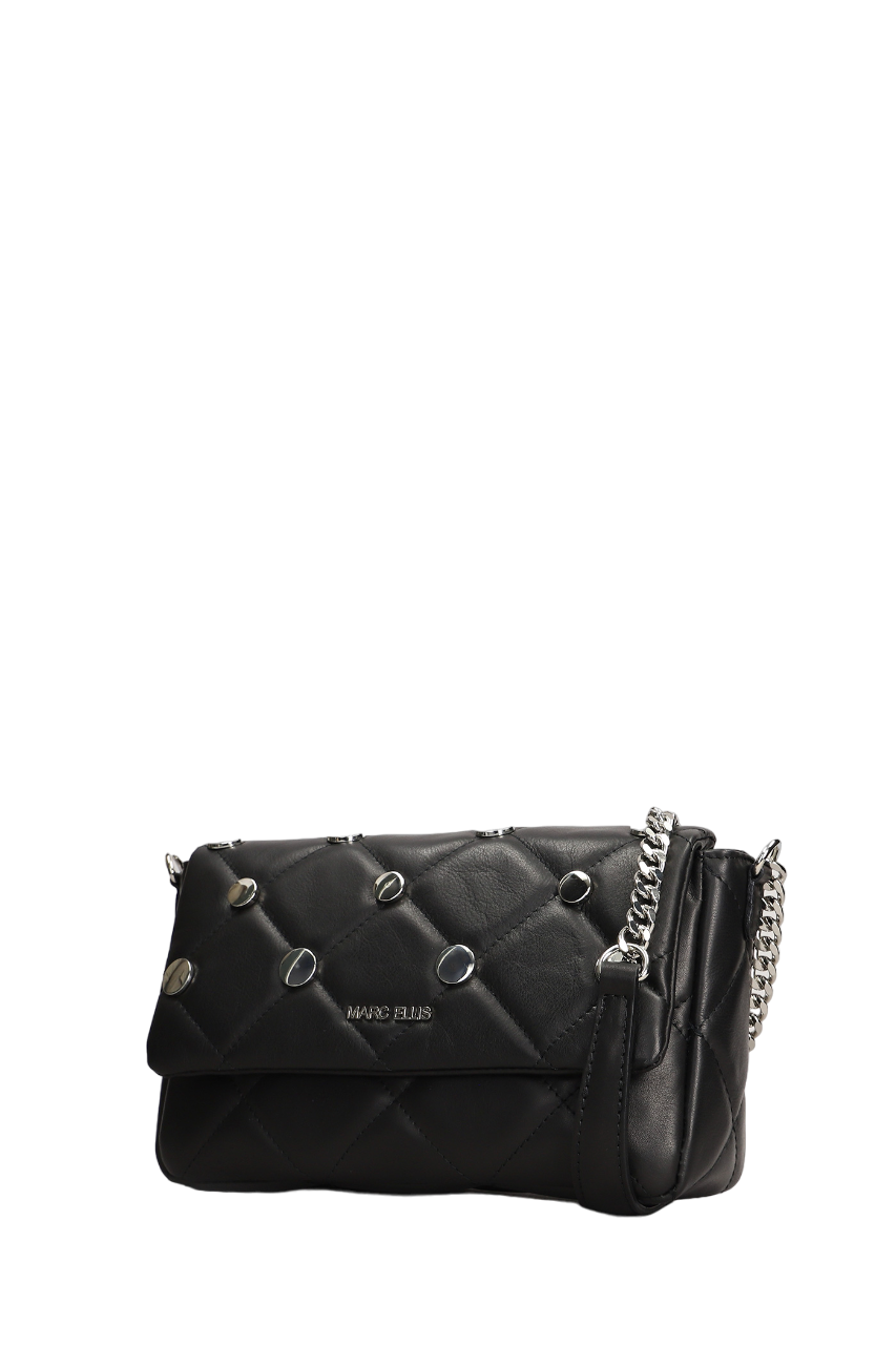 Marc Ellis borsa a tracolla Austin M in pelle trapuntata nero argento AUSTIN M SA BLACK-SILVER MARC ELLIS 