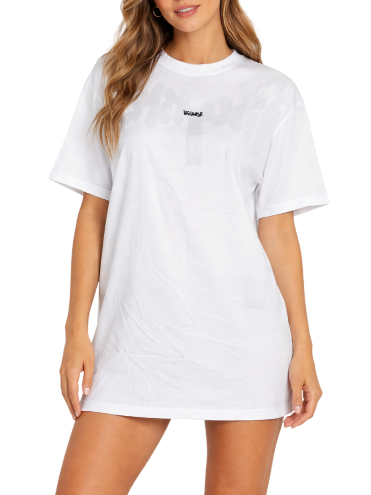 Disclaimer T-shirt donna manica corta con logo glitter bianco 55553 BIANCO-ST.NERA DISCLAIMER 