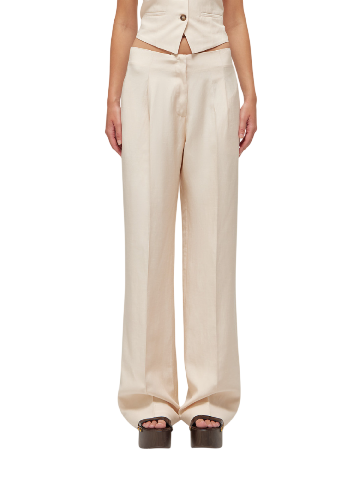 Blugirl pantaloni wide leg misto lino rosa cipria RA6094T8823 21406 BLUGIRL 