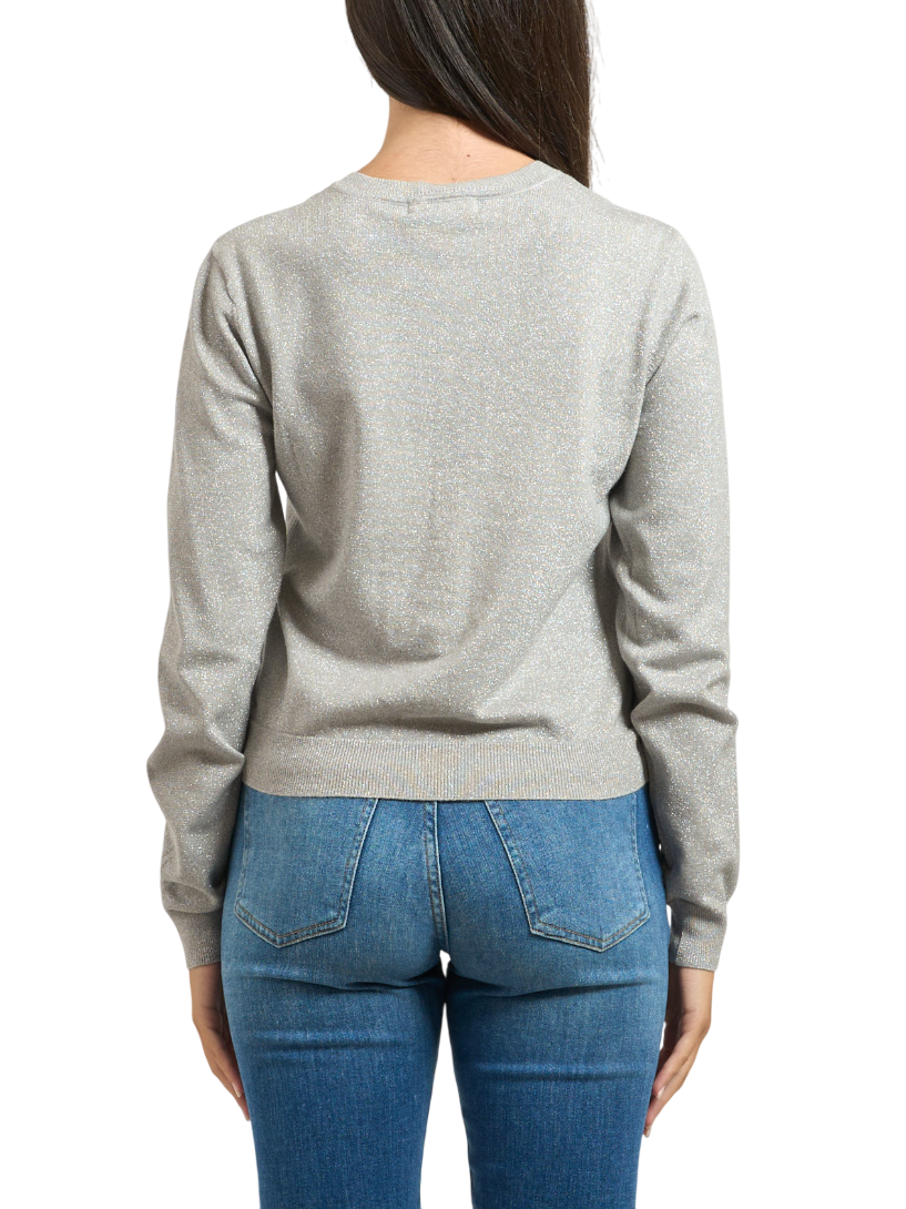 Yes Zee cardigan donna in lurex grigio argento M001-BL00 0819 YES-ZEE 