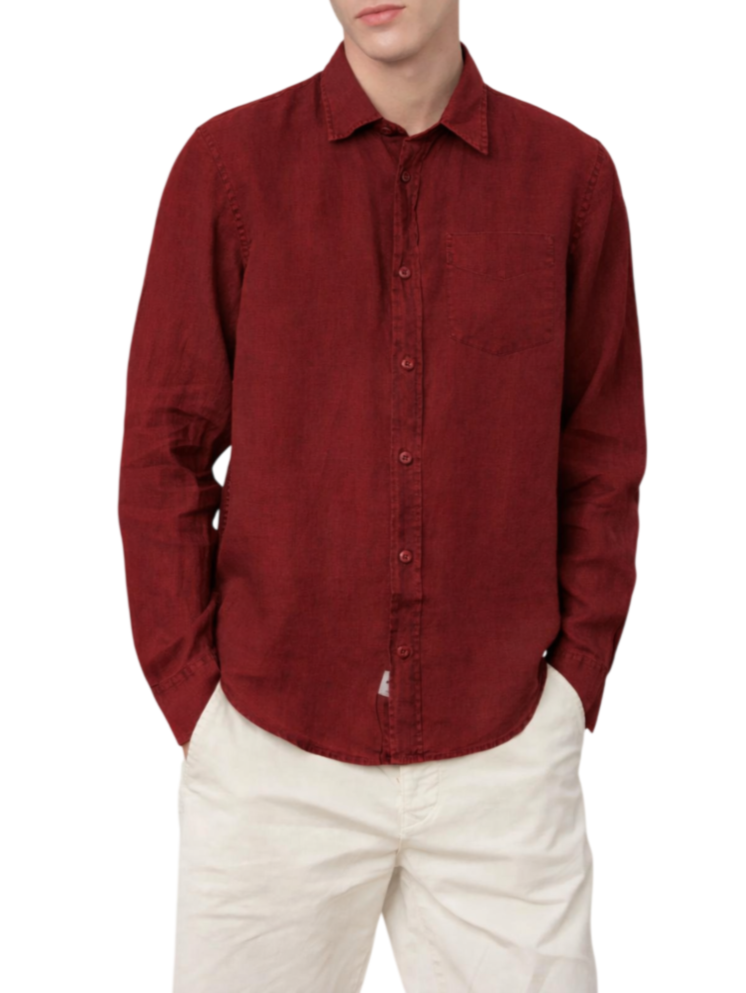 Blauer camicia uomo manica lunga in lino rosso 26SBLUS01128-007453 483 BLAUER 