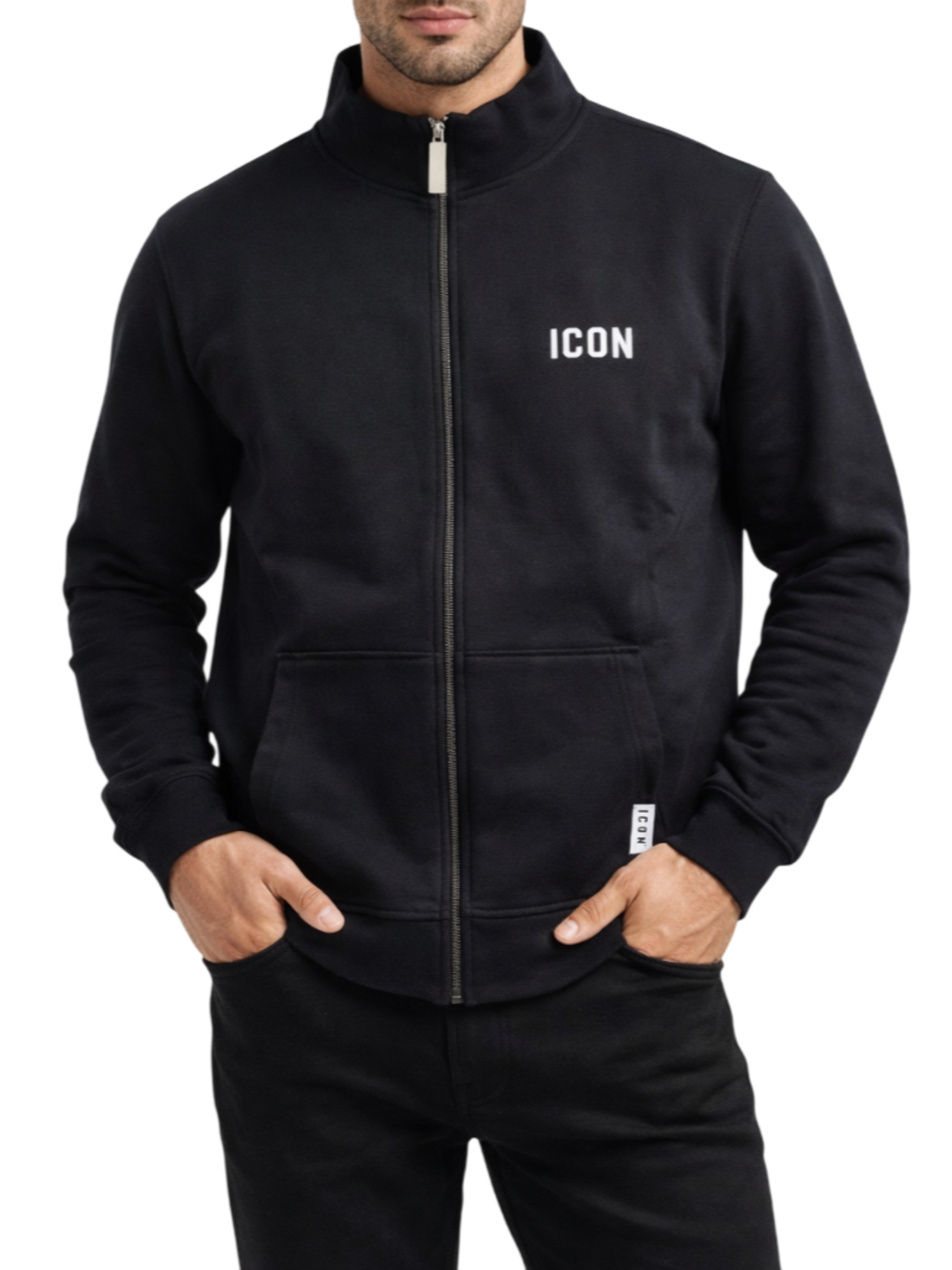 Icon felpa uomo con zip nero IUPREF004 NERO ICON 