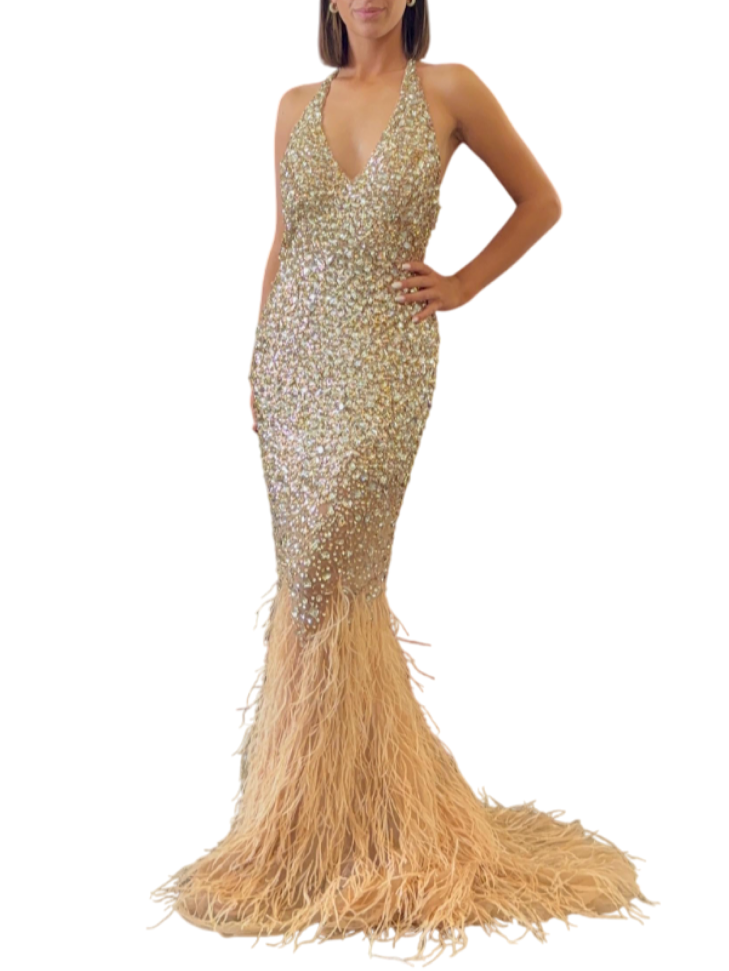 Impero Couture abito cerimonia con applicazioni gioiello champagne ML1093 CHAMPAGNE IMPERO Couture 