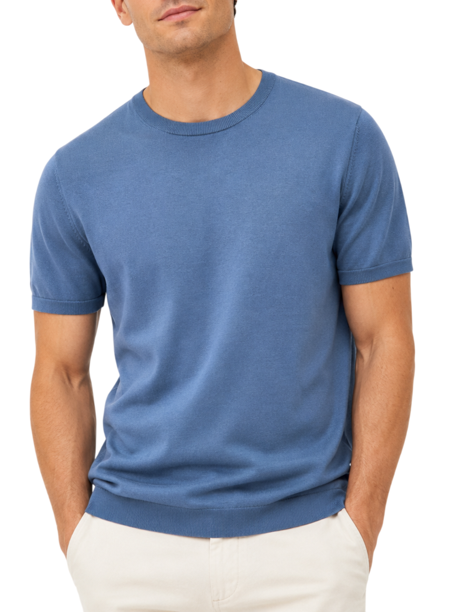 Opificio maglia uomo in cotone manica corta blu avio 660101 BLUE STONE Opificio 4.0 