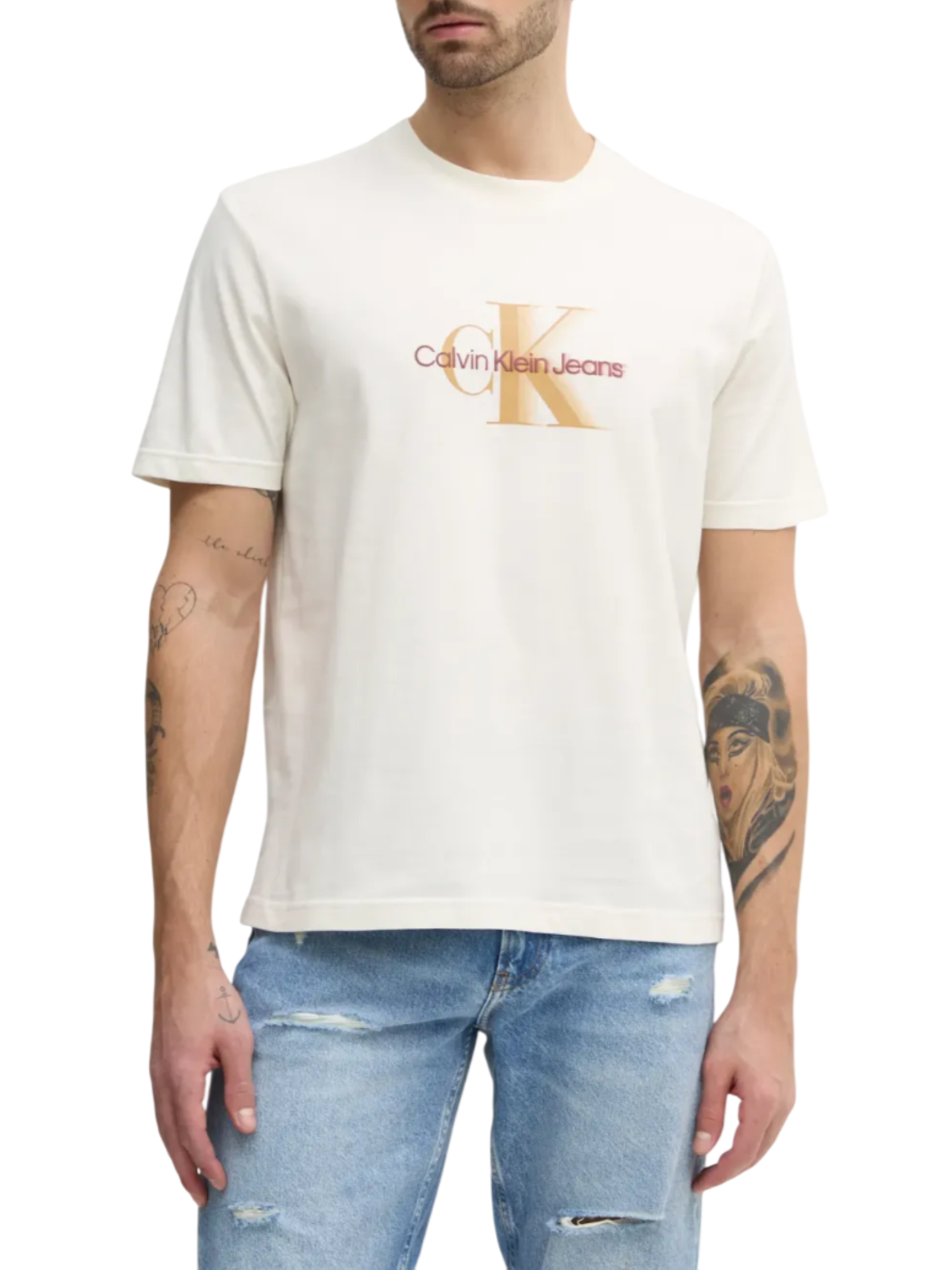 Calvin Klein Jeans T-shirt maniche corte in jersey panna J30J327471 YAS Calvin Klein Jeans 