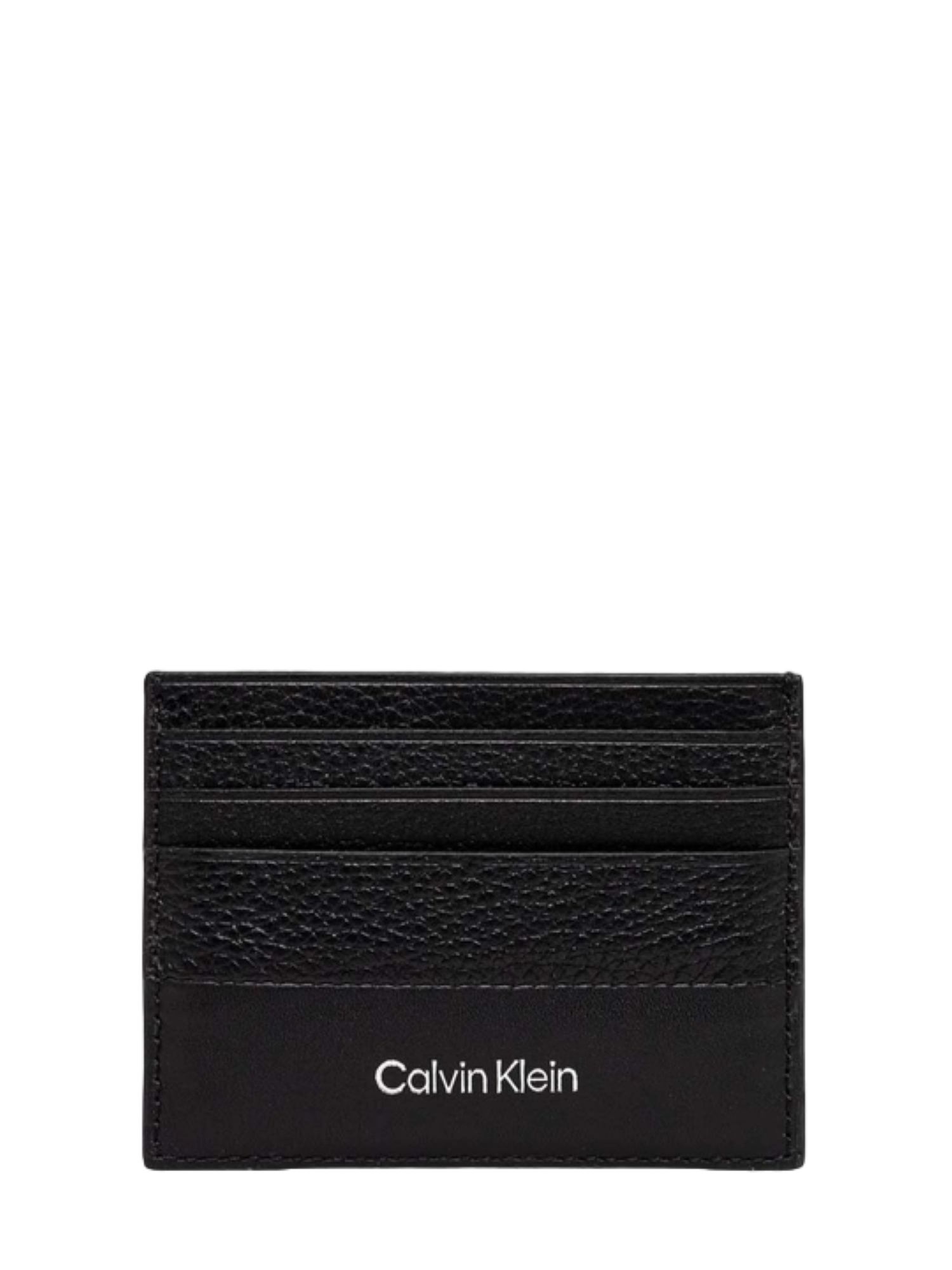 Calvin Klein portacarte in nappa martellata con logo nero