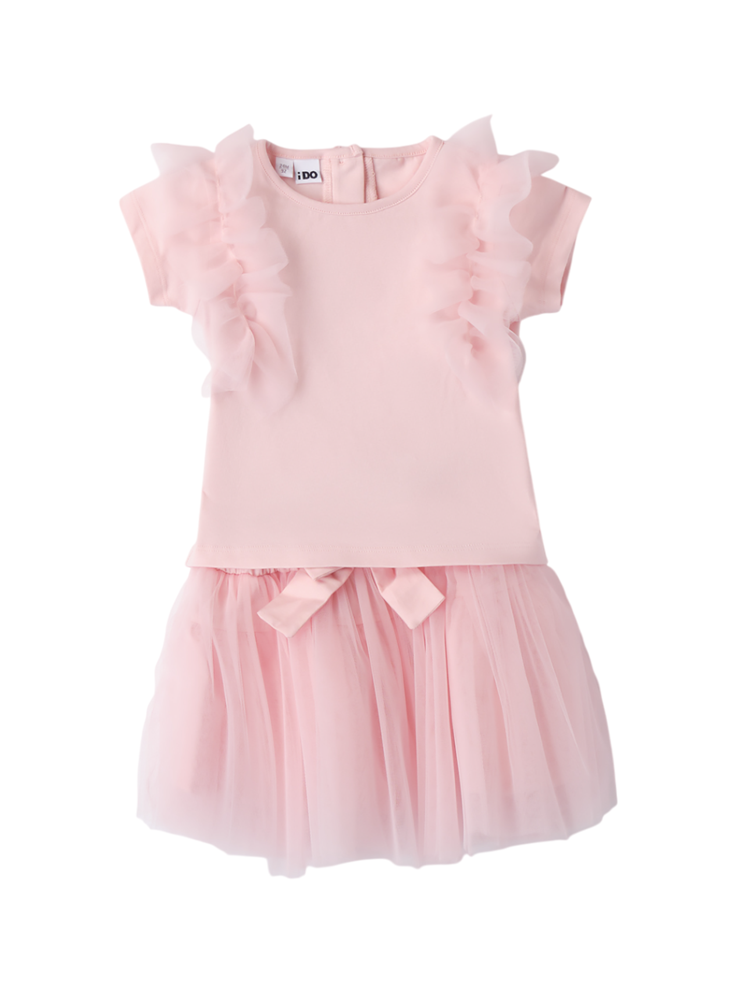 iDo completo elegante T-shirt e gonna in tulle rosa 4B300 2765 iDO 
