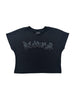 Disclaimer T-shirt crop manica corta con logo strass nero