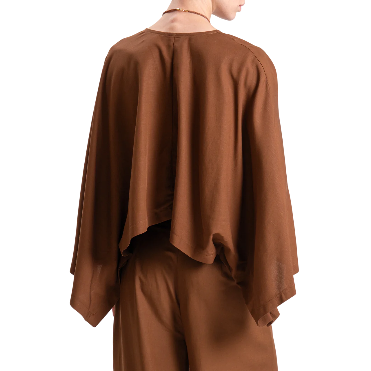 Vicolo blusa crop con collana marrone TD2628 MARRONE VICOLO 