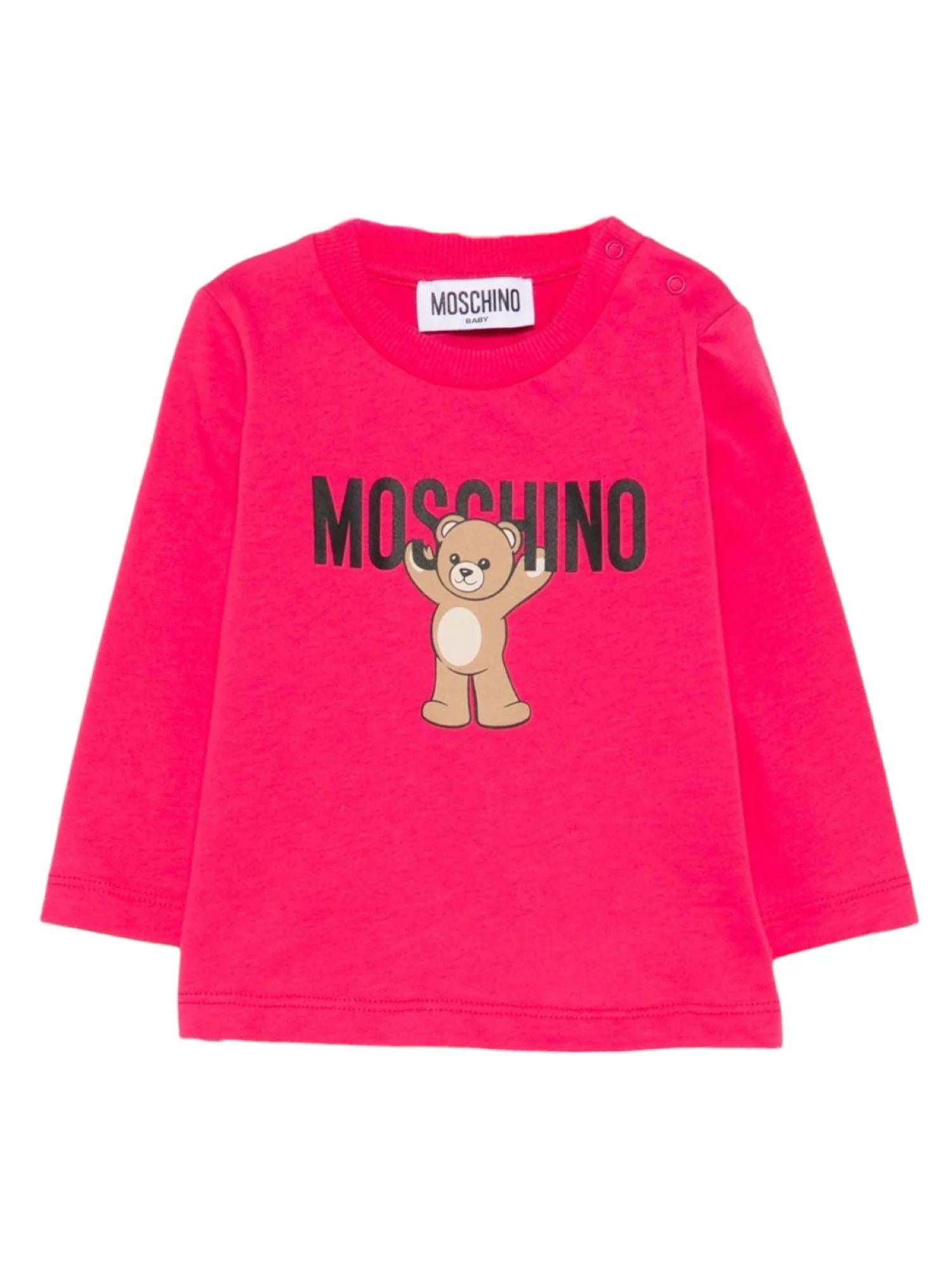 Moschino T-shirt neonata manica lunga fucsia MZO00R-LAA10 50541 MOSCHINO 