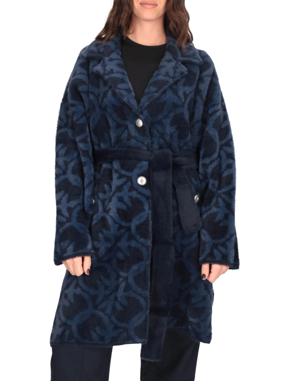 Pinko pelliccia ecologica Zante in fantasia jacquard blu 105415-A2WY GG1 PINKO 