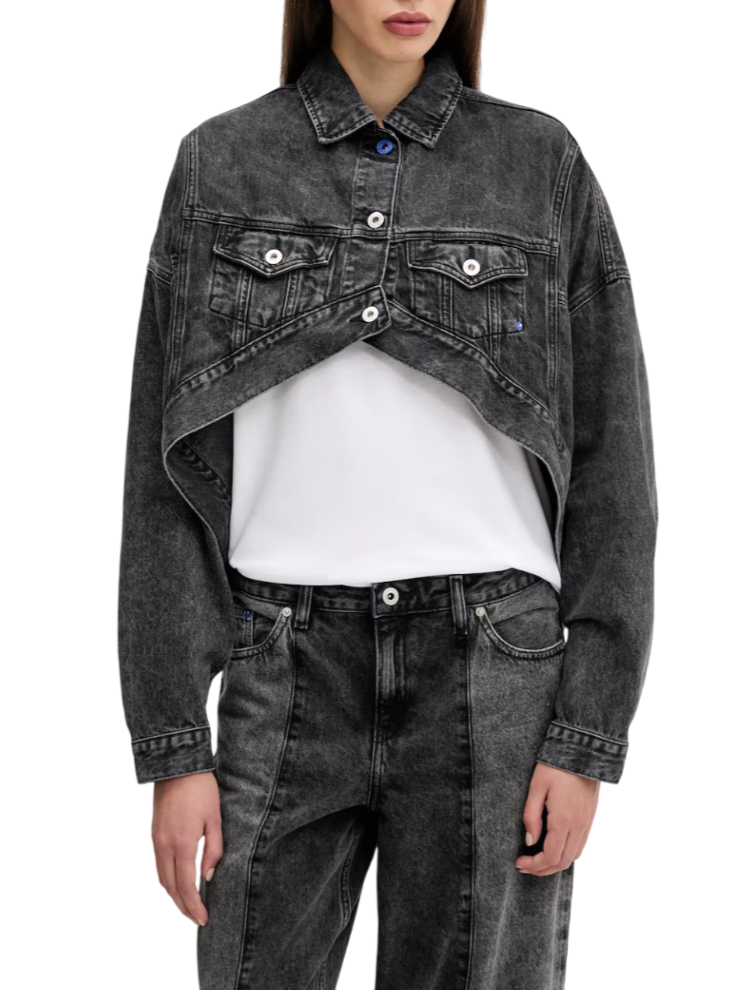 Karl Lagerfeld giubbino crop in denim lavaggio nero A3W14060 1BJ KARL LAGERFELD 
