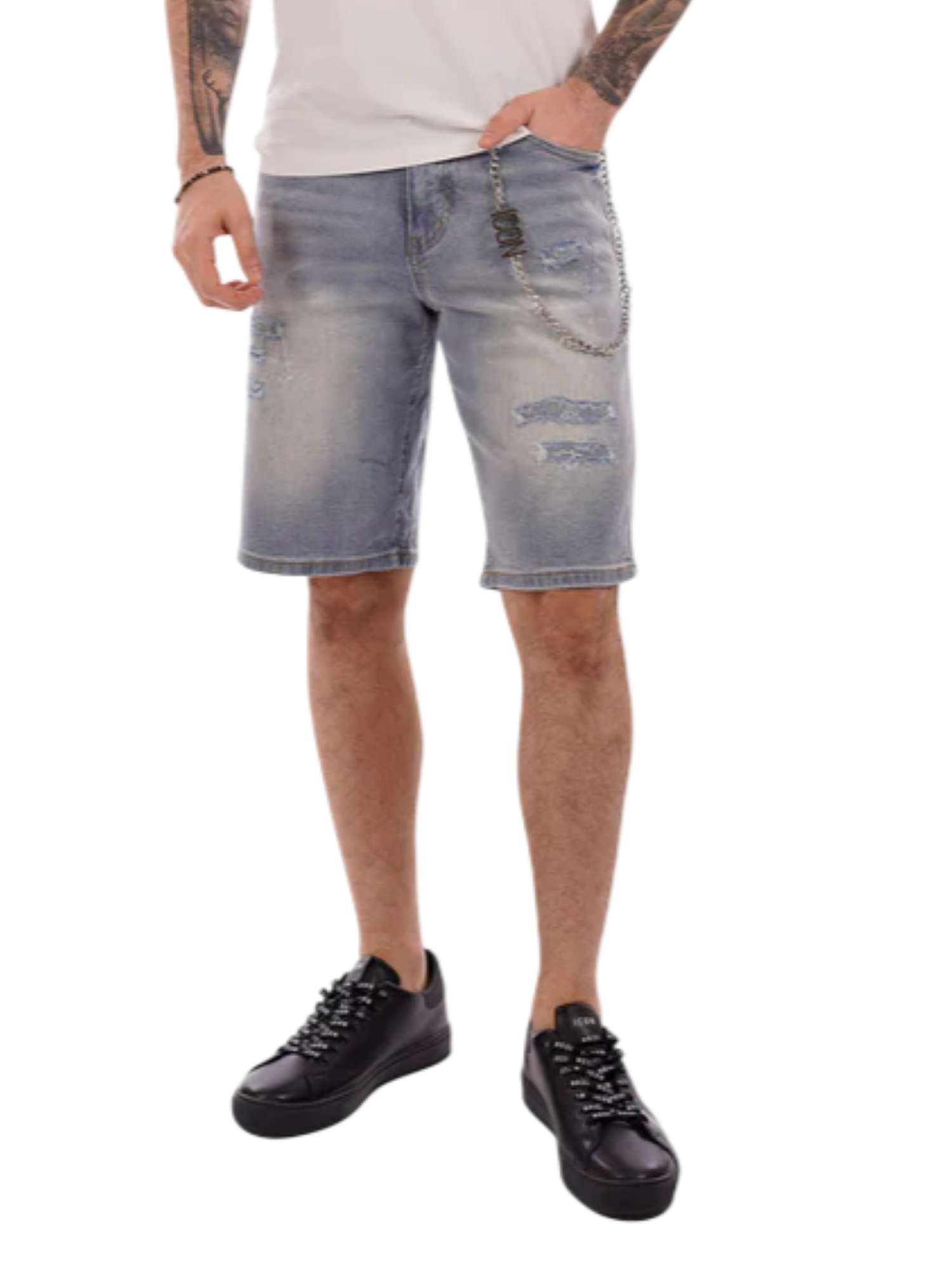 Icon bermuda in denim uomo lavaggio blu IUD008 LIGHT BLUE ICON 