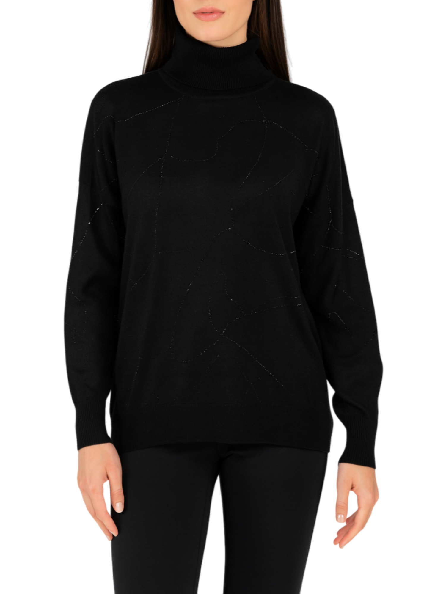 Lola by Sandro Ferrone maglia dolcevita con strass nero L87YBFNIVES NERO-NERO Lola BY S.FERRONE 