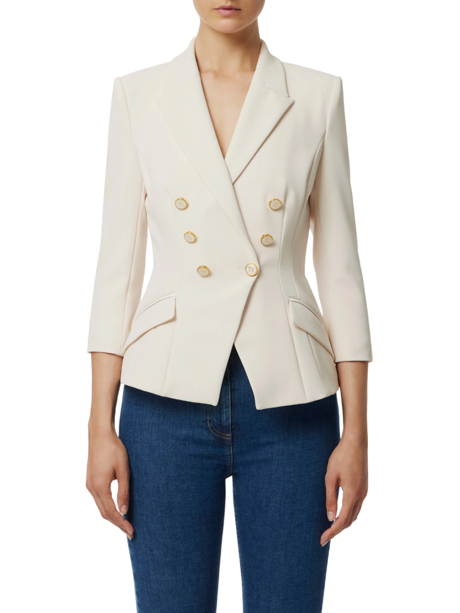 Elisabetta Franchi giacca blazer doppiopetto panna GI17456E2 DZ9 ELISABETTA FRANCHI 