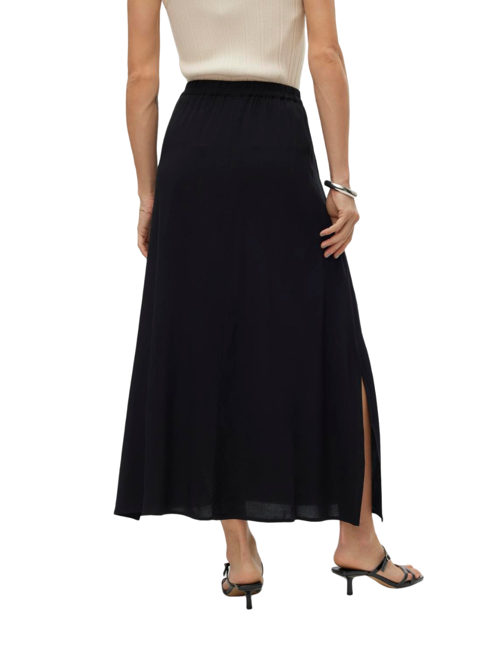 Vero Moda gonna midi easy in viscosa nera 10302047 BLACK VERO MODA 