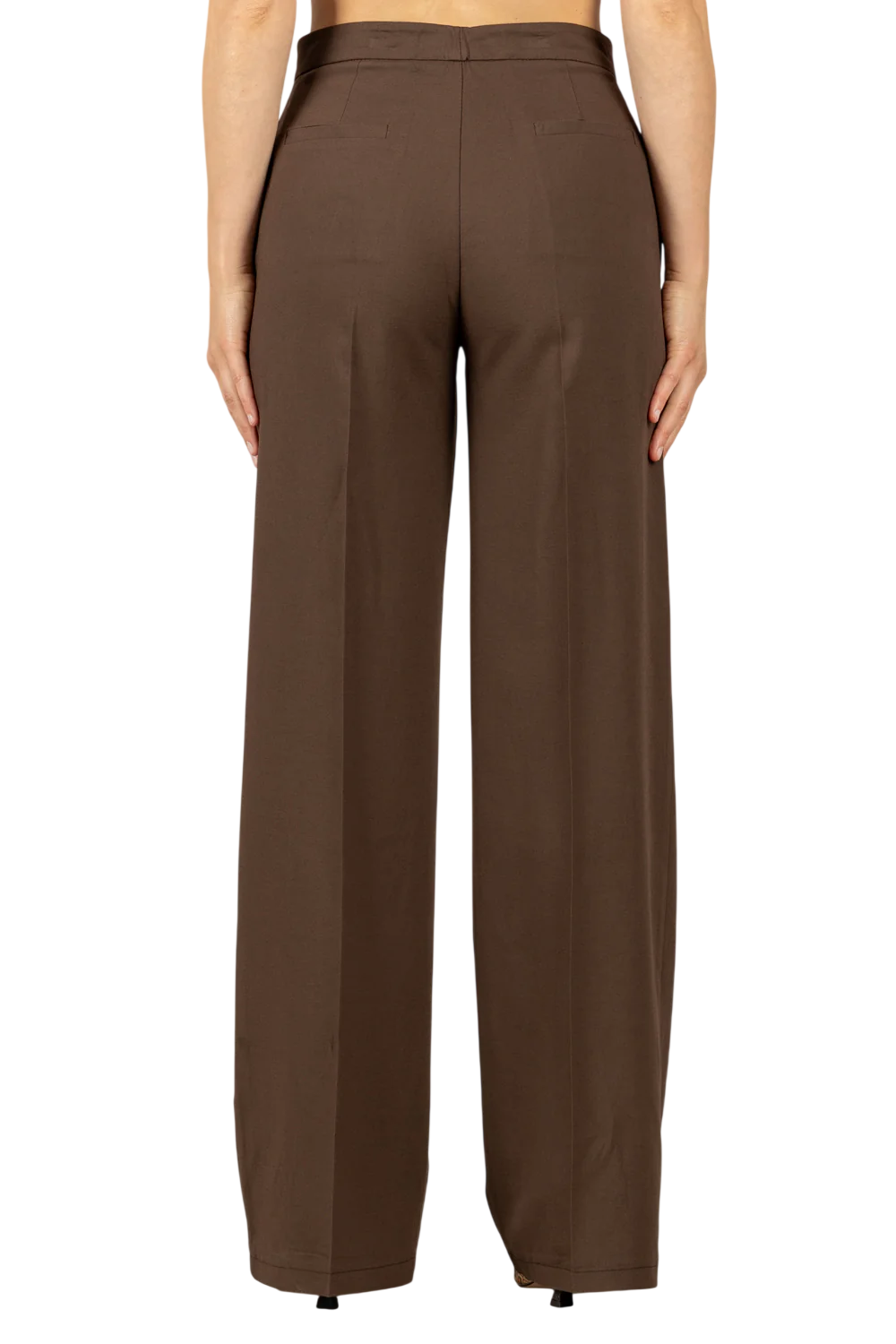 Vicolo pantaloni palazzo donna misto lino marrone TAB1624 MORO VICOLO 
