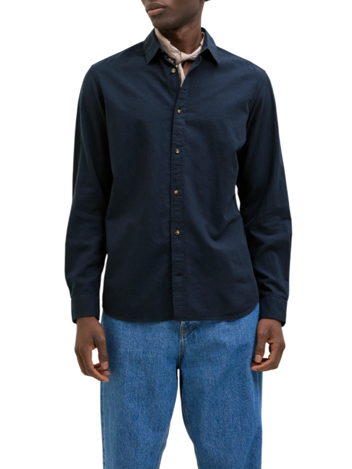 Jack&Jones camicia manica lunga in misto lino blu 12269315 NAVY BLAZER JACK&JONES 