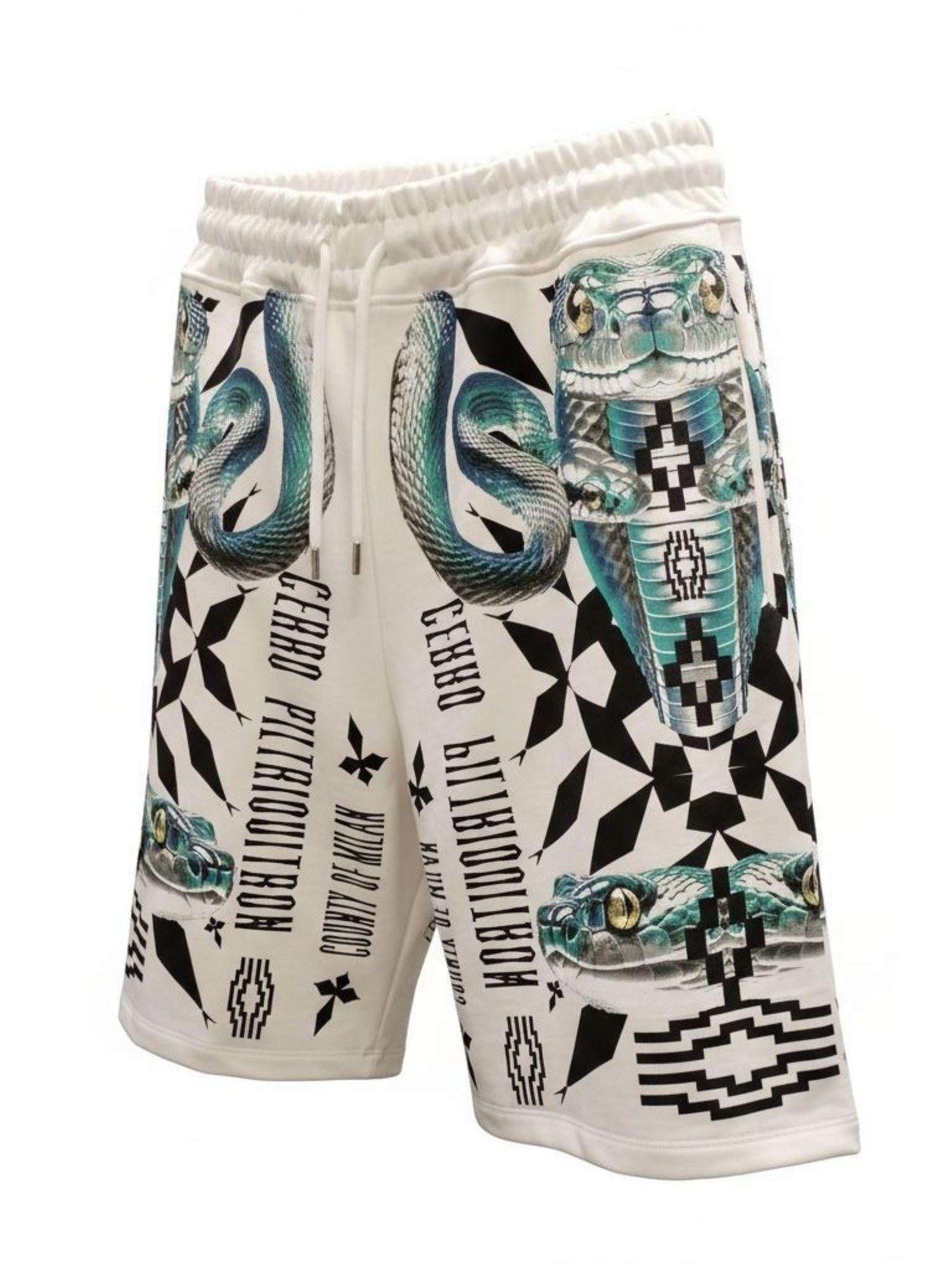 County of Milan bermuda uomo con stampe snake panna CMMABE035 412 COUNTY OF MILAN 