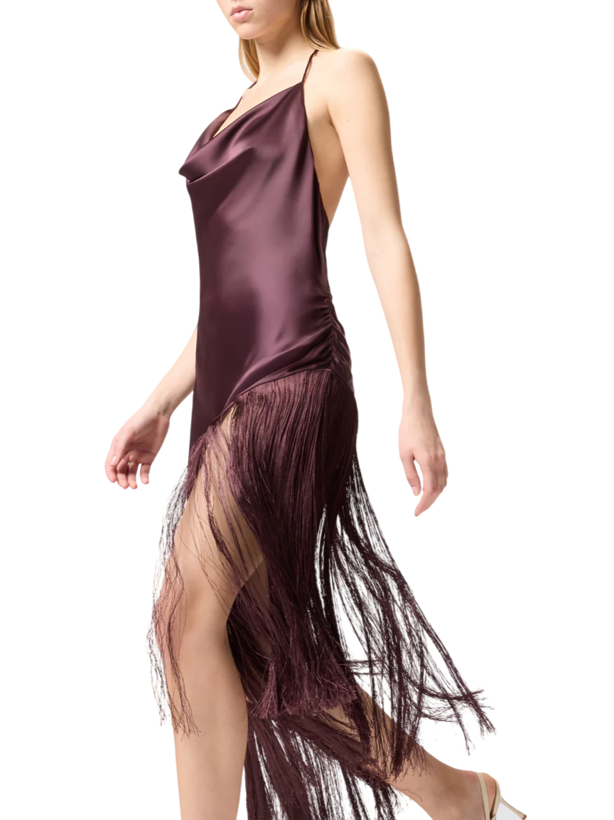 Pinko abito satin Uva con frange viola 106430-A33D R57 PINKO 