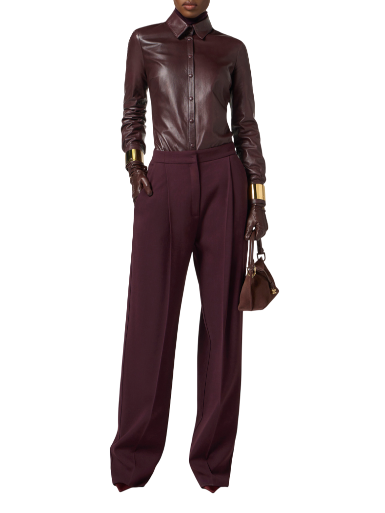 Elisabetta Franchi pantaloni flare con dettagli logati borgogna PA12356E2 EA4 ELISABETTA FRANCHI 