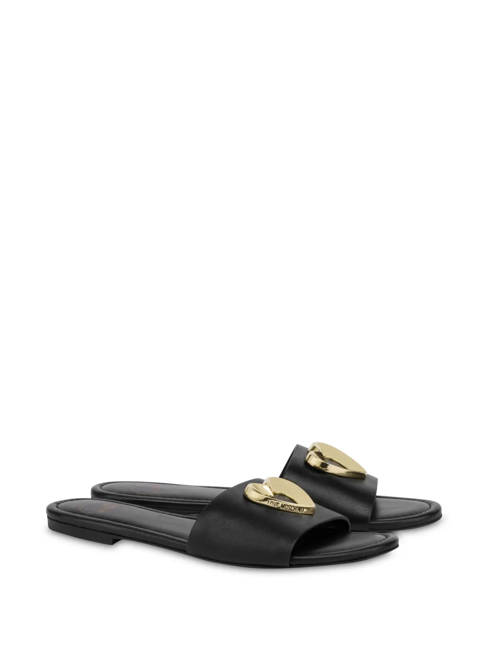 Love Moschino ciabatta bassa in pelle con placca cuore nero JA28161G0M-IA0 000 MOSCHINO LOVE 