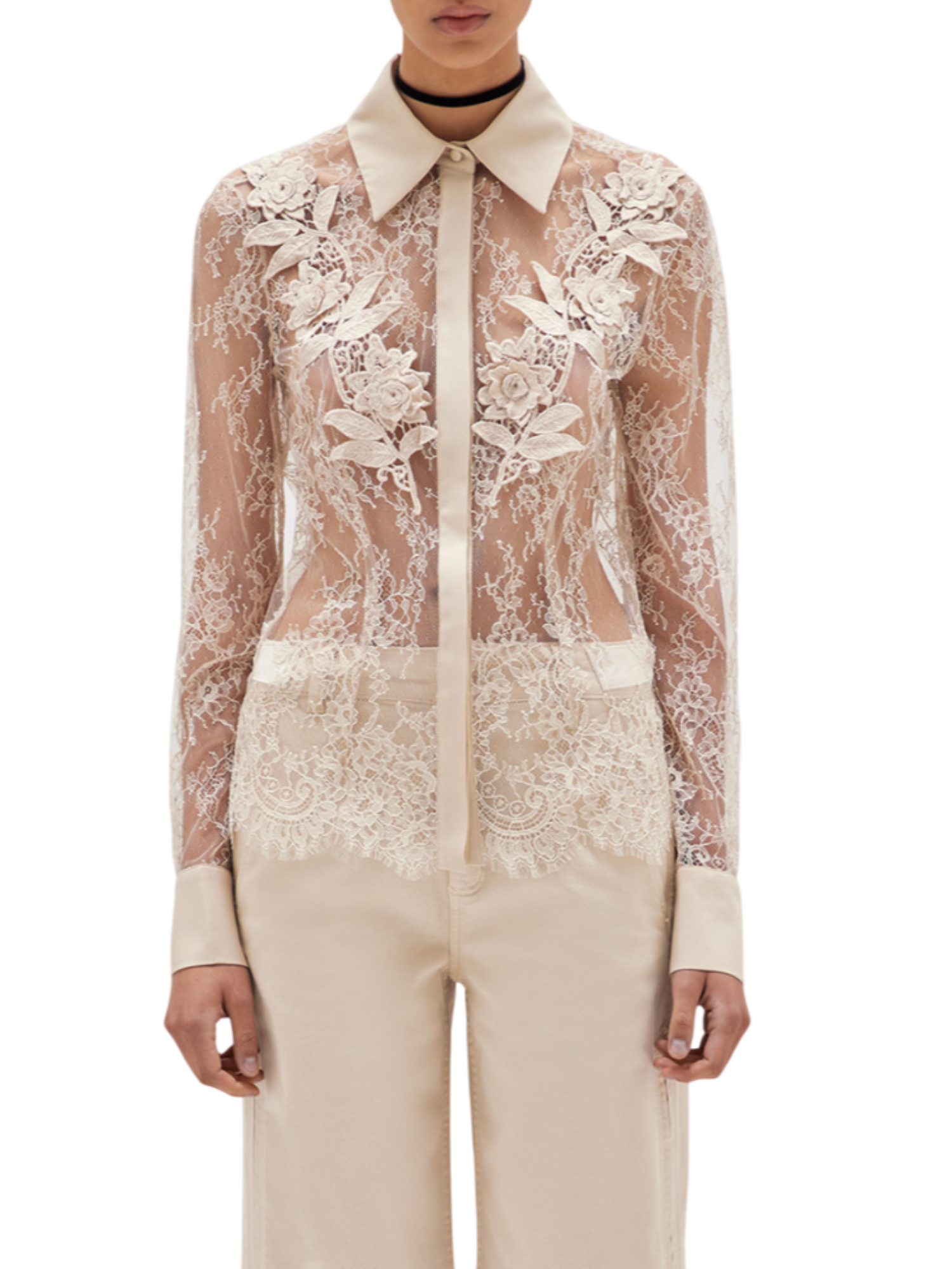 Blugirl camicia in pizzo con ricami floreali beige RA5113J4881 30907 BLUGIRL 