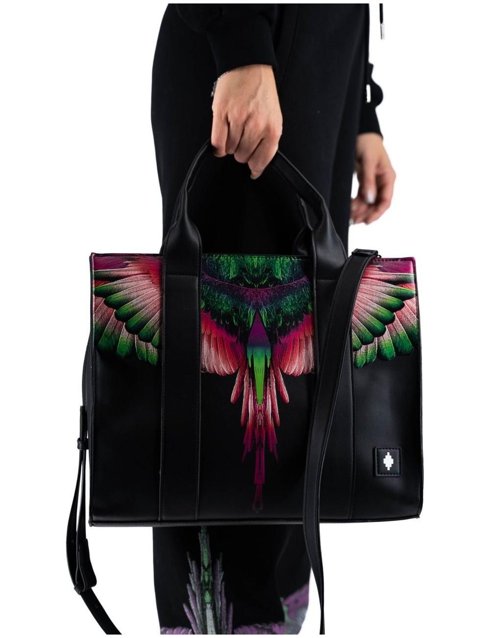 County of Milan borsa in ecopelle con stampa iconica nero COMAF250127 NERO-PINK WINGS COUNTY OF MILAN 