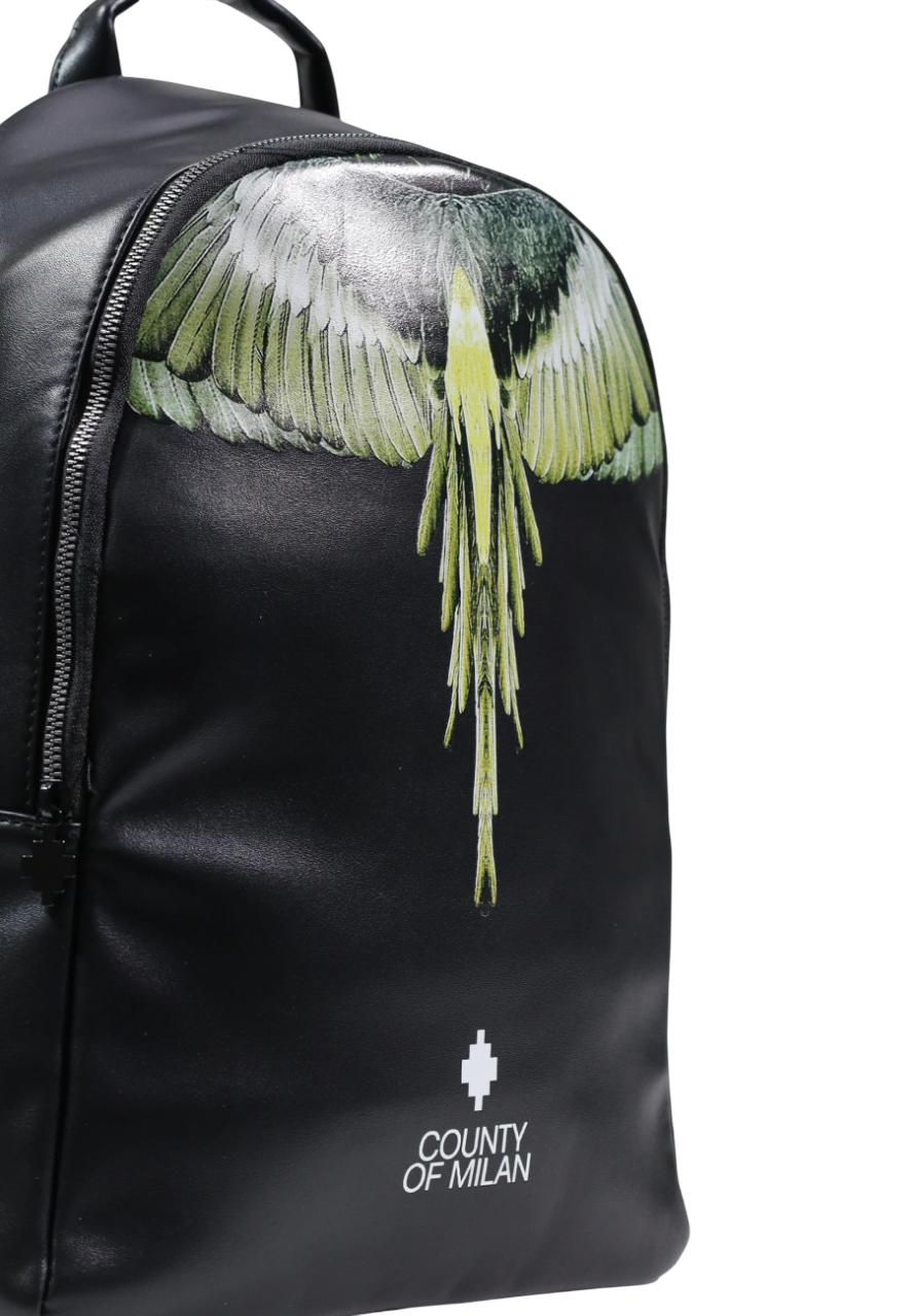 County of Milan zaino in ecopelle uomo con stampa iconica nero COMAS260313 BLACK-YELLOW WINGS COUNTY OF MILAN 