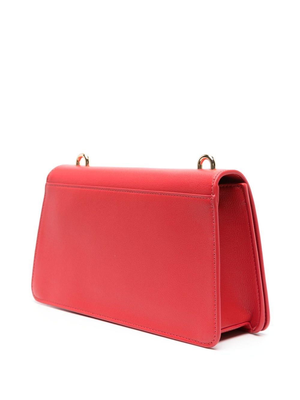 Moschino Love borsa con doppia tracolla in ecopelle martellata rosso