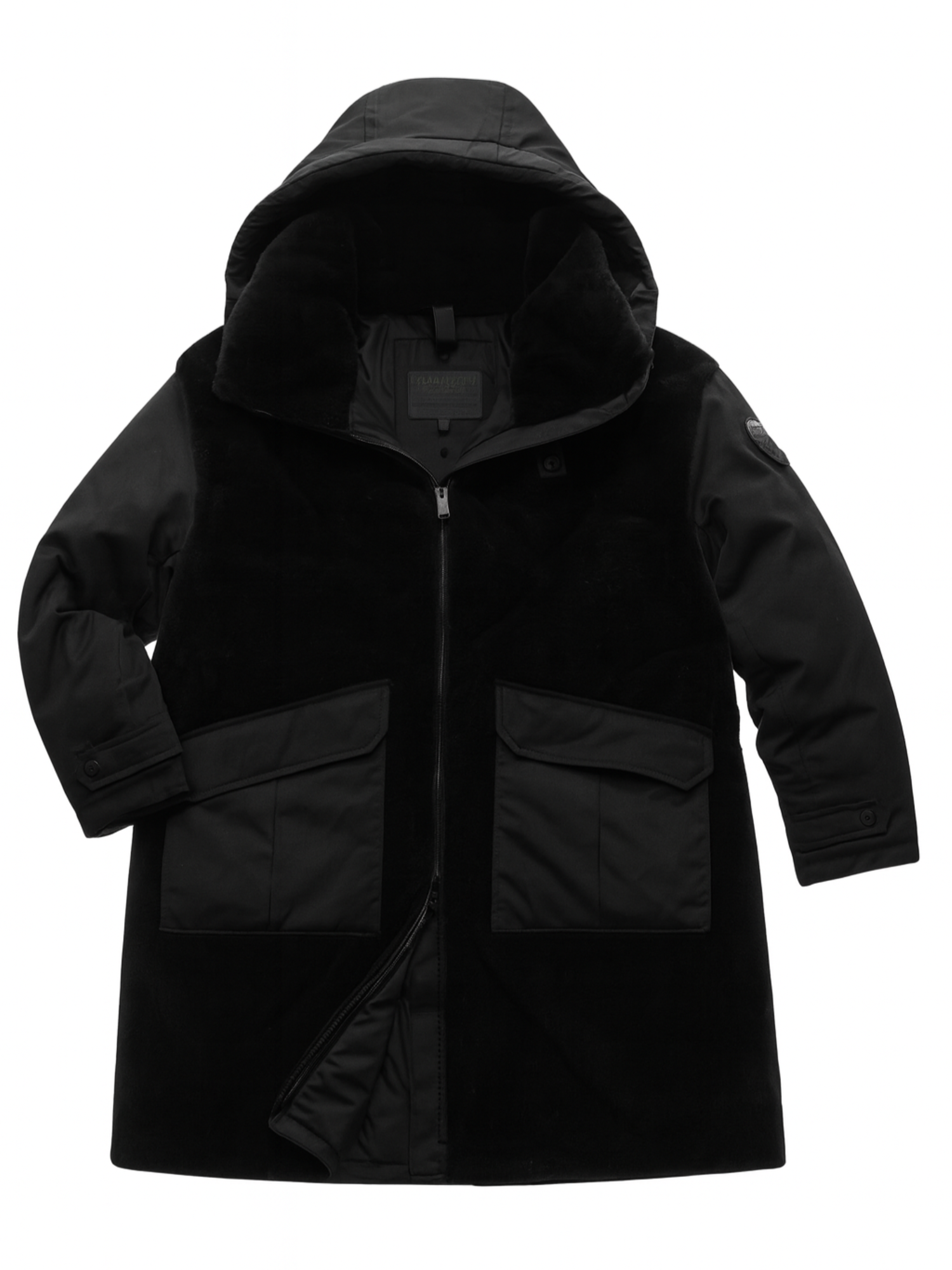 Blauer piumino lungo Peaver in nylon ed ecopelliccia nero 25WBLDK01201-007320 999 BLAUER 