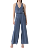 Surkana pantaloni gamba larga in misto modal blu