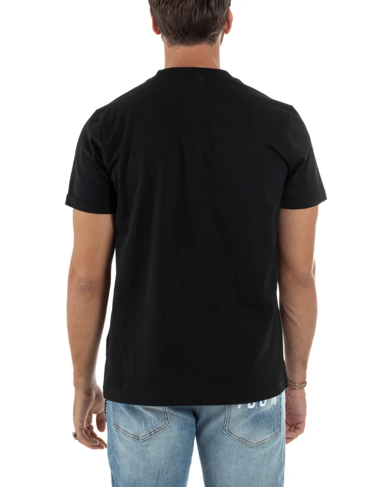 Icon T-shirt maniche corte uomo con logo uomo nero IUT001 NERO-BIANCO ICON 